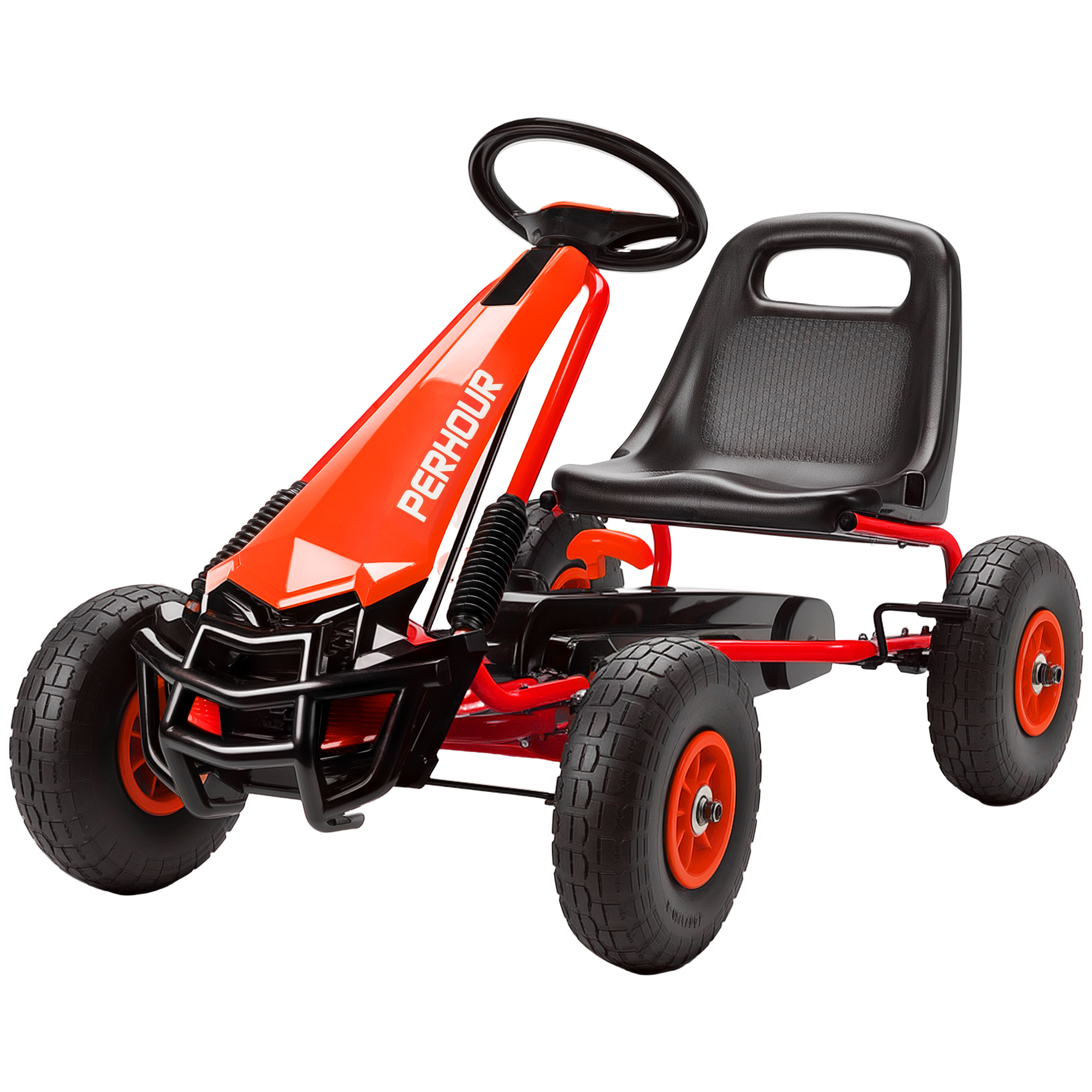 Pedal-Gokart für Kinder, höhenverstellbarer Sitz, EVA-Räder, Bremse, Kupplung, 3-8 Jahre, Rot