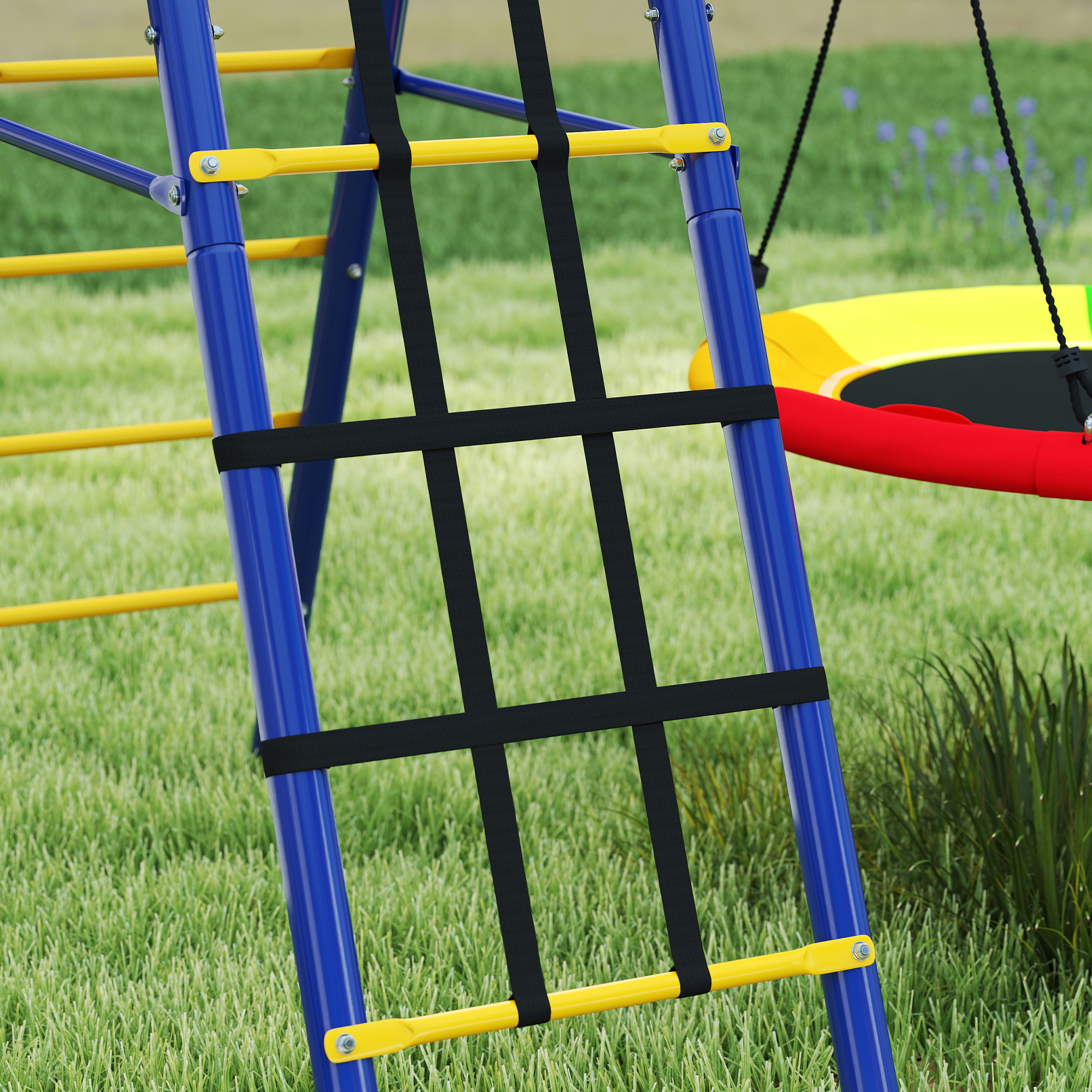 Kinderschaukel-Set, Stahl, 3-8 Jahre, 6-in-1-Design, Bunt
