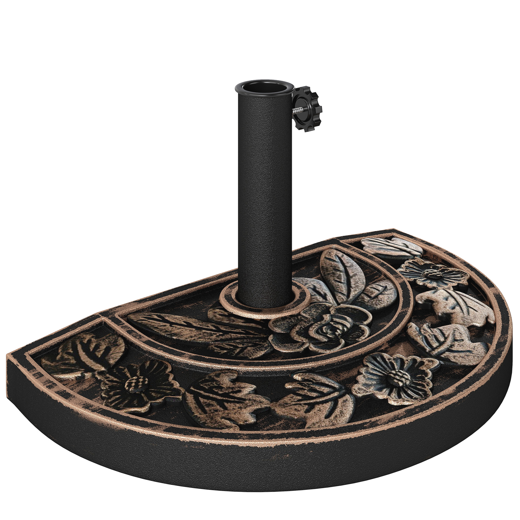 Sonnenschirmständer aus Edelstahl Schirmständer mit Griffe, halbrund Schirmhalter, Schirmgewichtfür Sonnenschirm Ø3,8-Ø4,8 cm, für Balkon, Terasse, Garten, Bronze