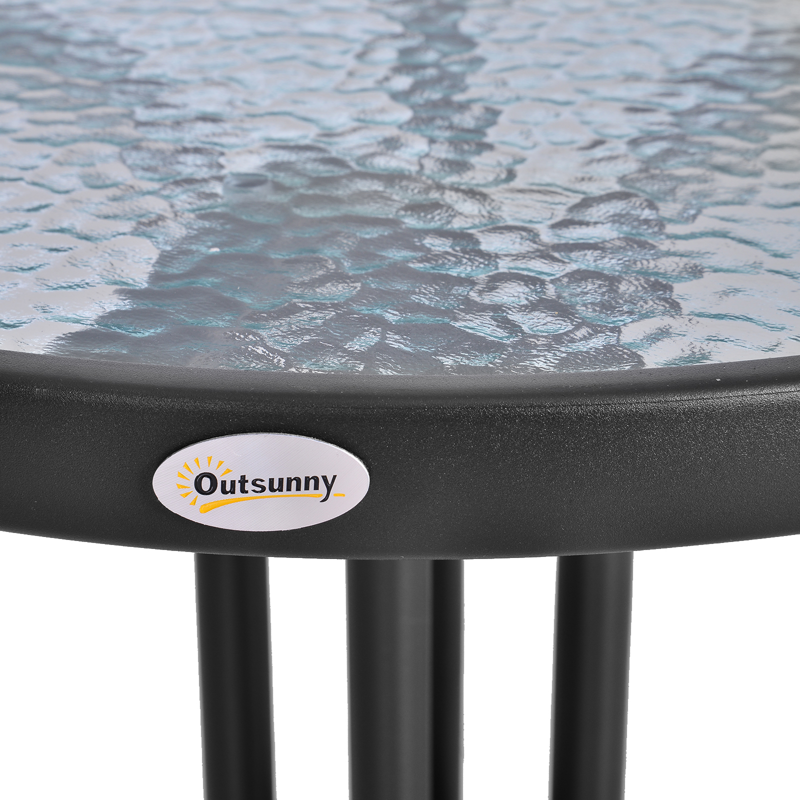 Gartentisch Balkontisch Bistrotisch Glastisch Beistelltisch Metall+Sicherheitsglas ?60xH70cm