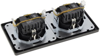 MILOS Set 2 Steckdosen + 2-fach Rahmen / 250V~/ 16A, Steckanschluss, Anthrazit