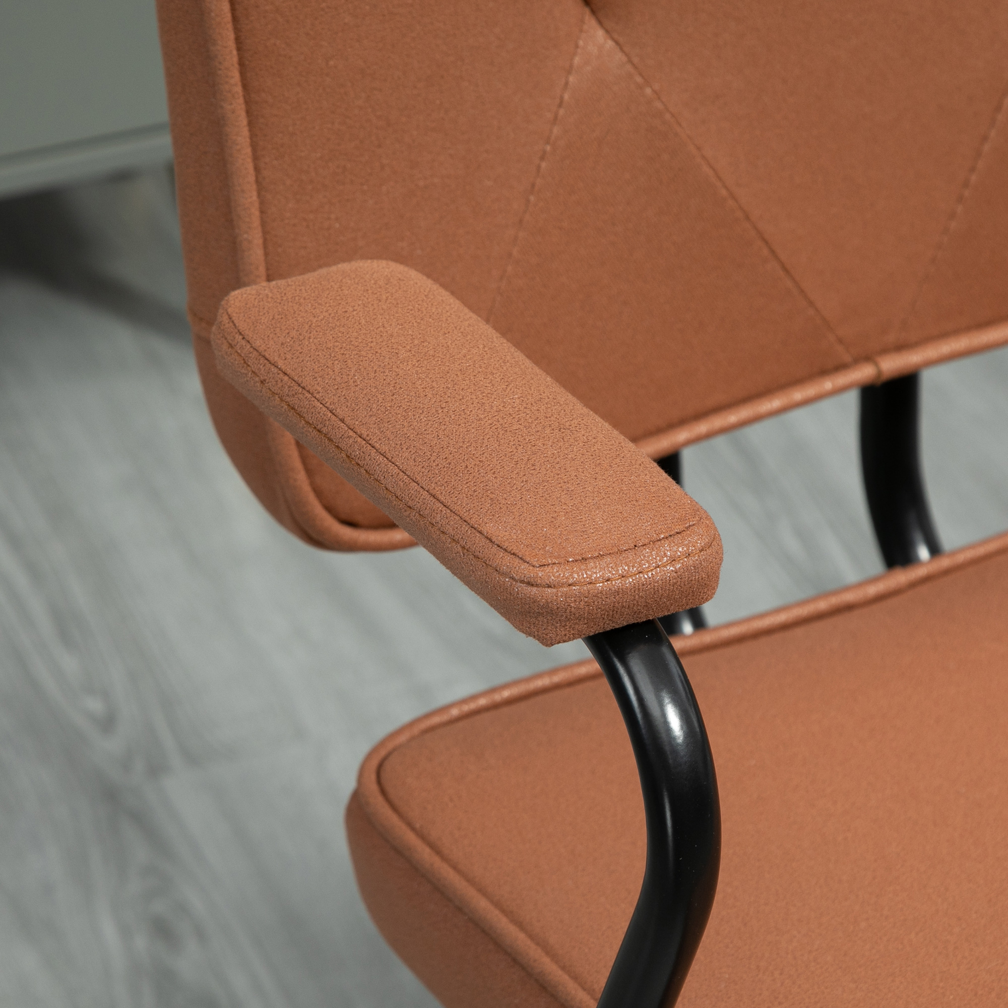 Bürostuhl mit Rollen Drehstuhl Schreibtischstuhl für Büro höhenverstellbar mit Wippfunktion 360°-Drehung neigbar Schaumstoff Braun 61 x 58 x 82-91 cm