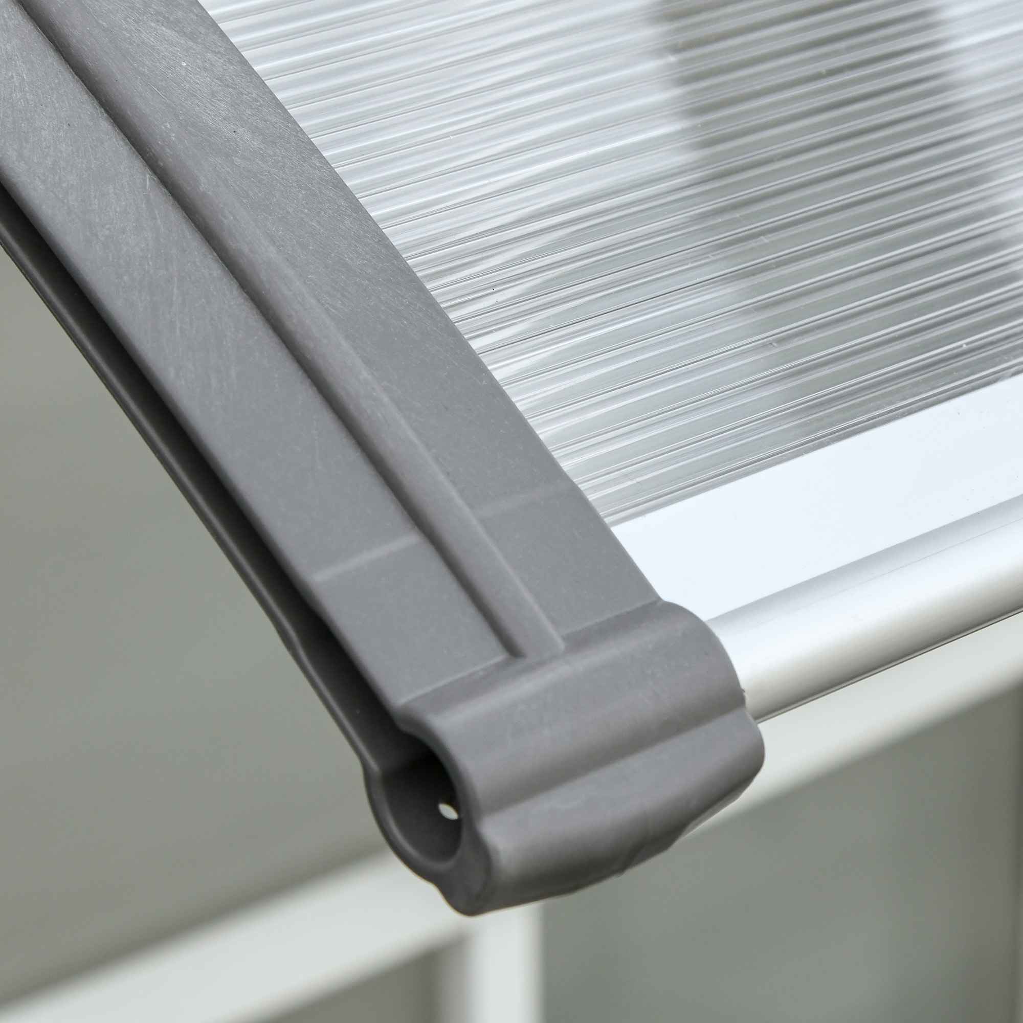Türüberdachung, Schutz vor Regen, Wind und Hagel, Polycarbonat, Aluminium, 110 x 60 x 18 cm, Grau