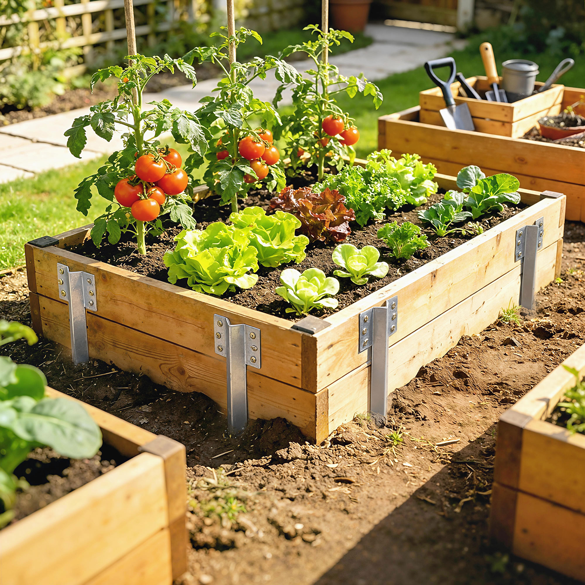 20er-Pack Bahnschwellen-Befestigungswinkel, 41 cm Schwerlast-Verzinkte Stahlpfähle mit Schrauben und Handschuhen