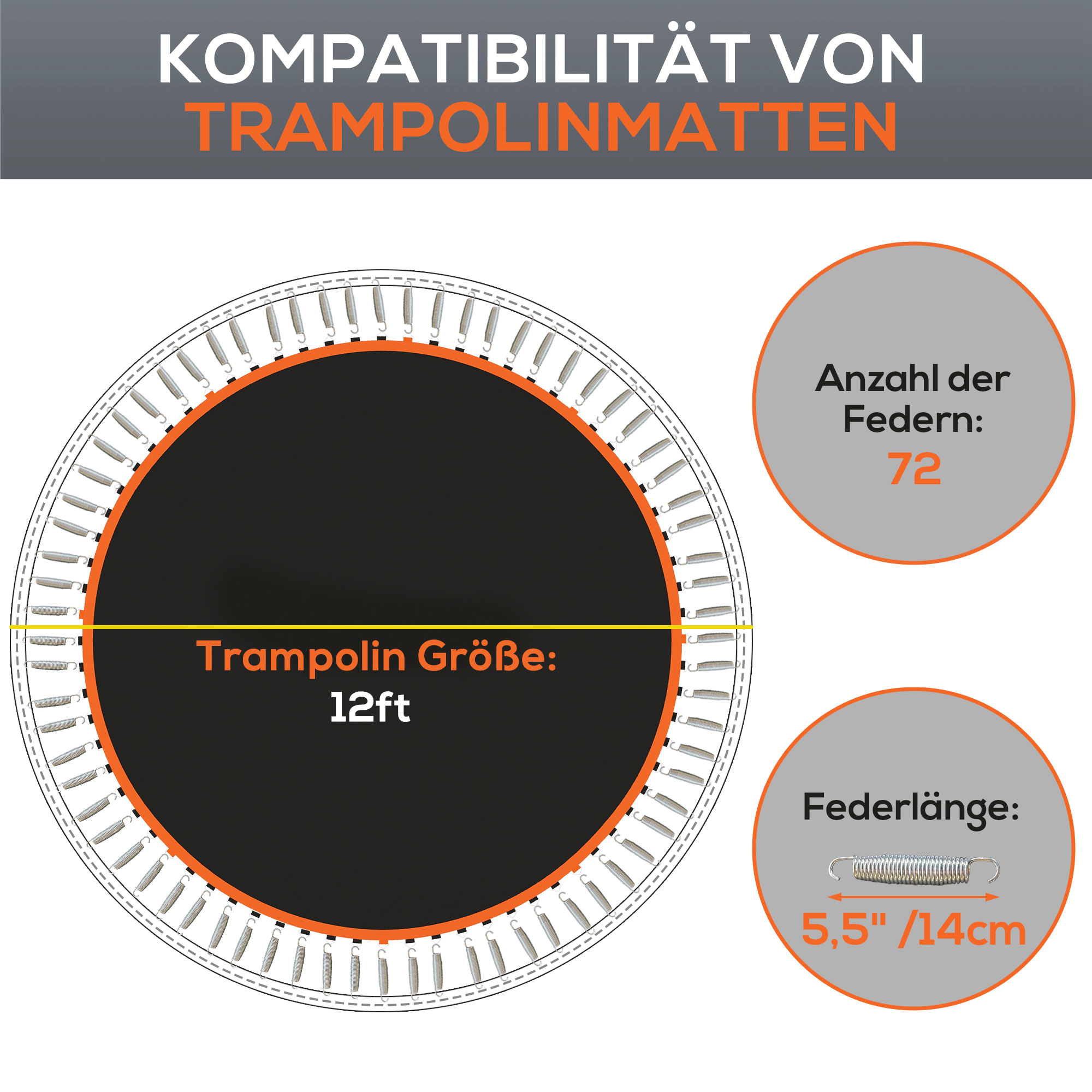 Trampolin-Matte, Runde Sprungplane, Polypropylen, Orange