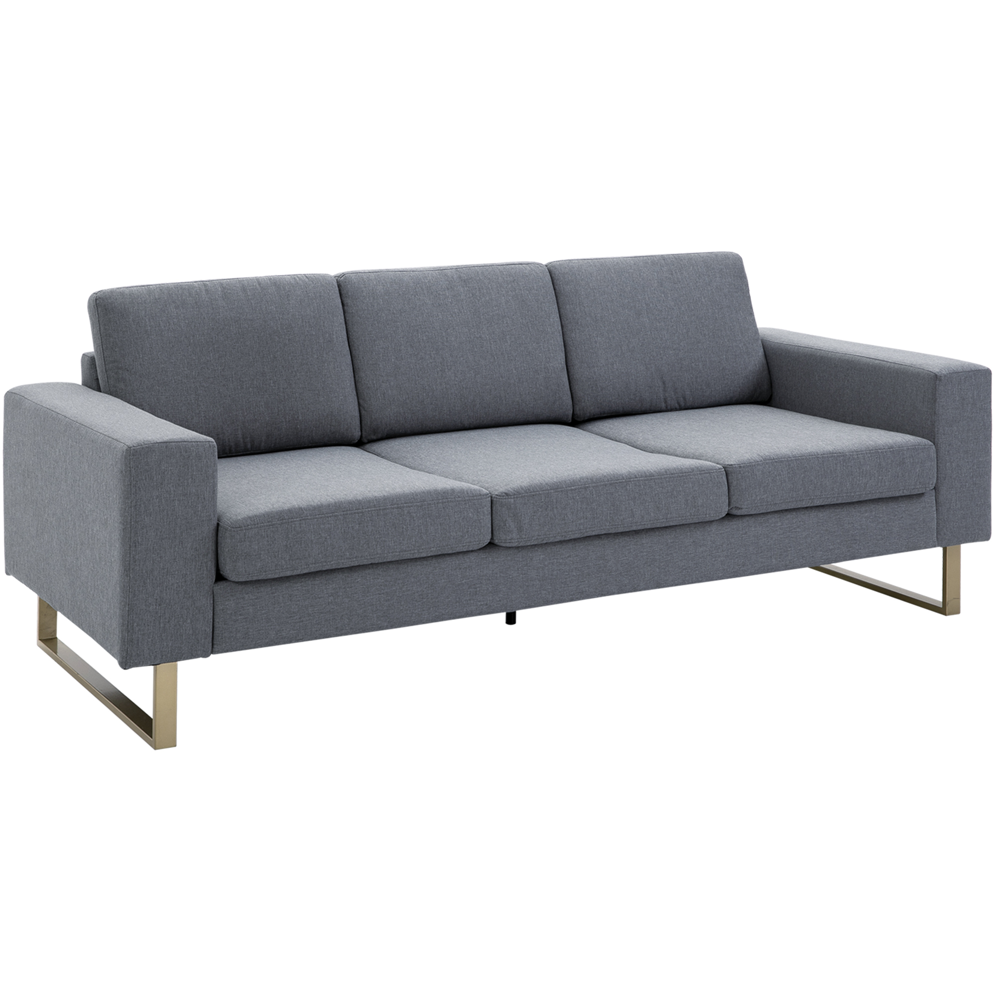 3 Sitzer Sofa Dreisitzer Stoffsofa mit Kissen Armlehne Leinenoptik für Schlafzimmer 200 x 82 x 78 cm Dunkelgrau