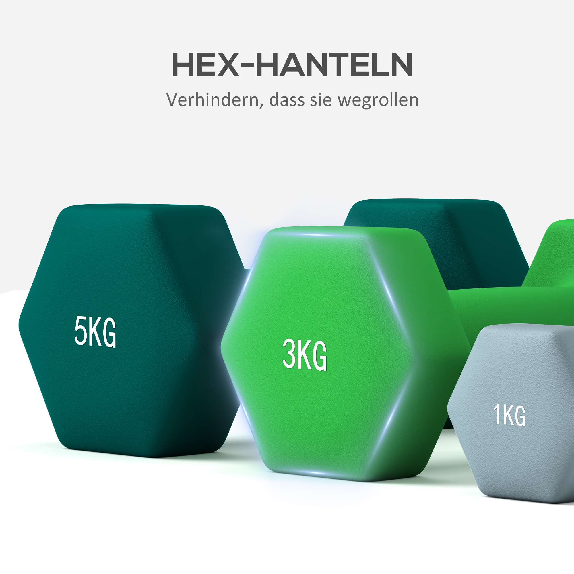 Hantelset mit Aufbewahrungsgestell, Set mit 6 Hanteln für Fitness-Training, 2 x 1kg, 2 x 3kg, 2 x 5kg