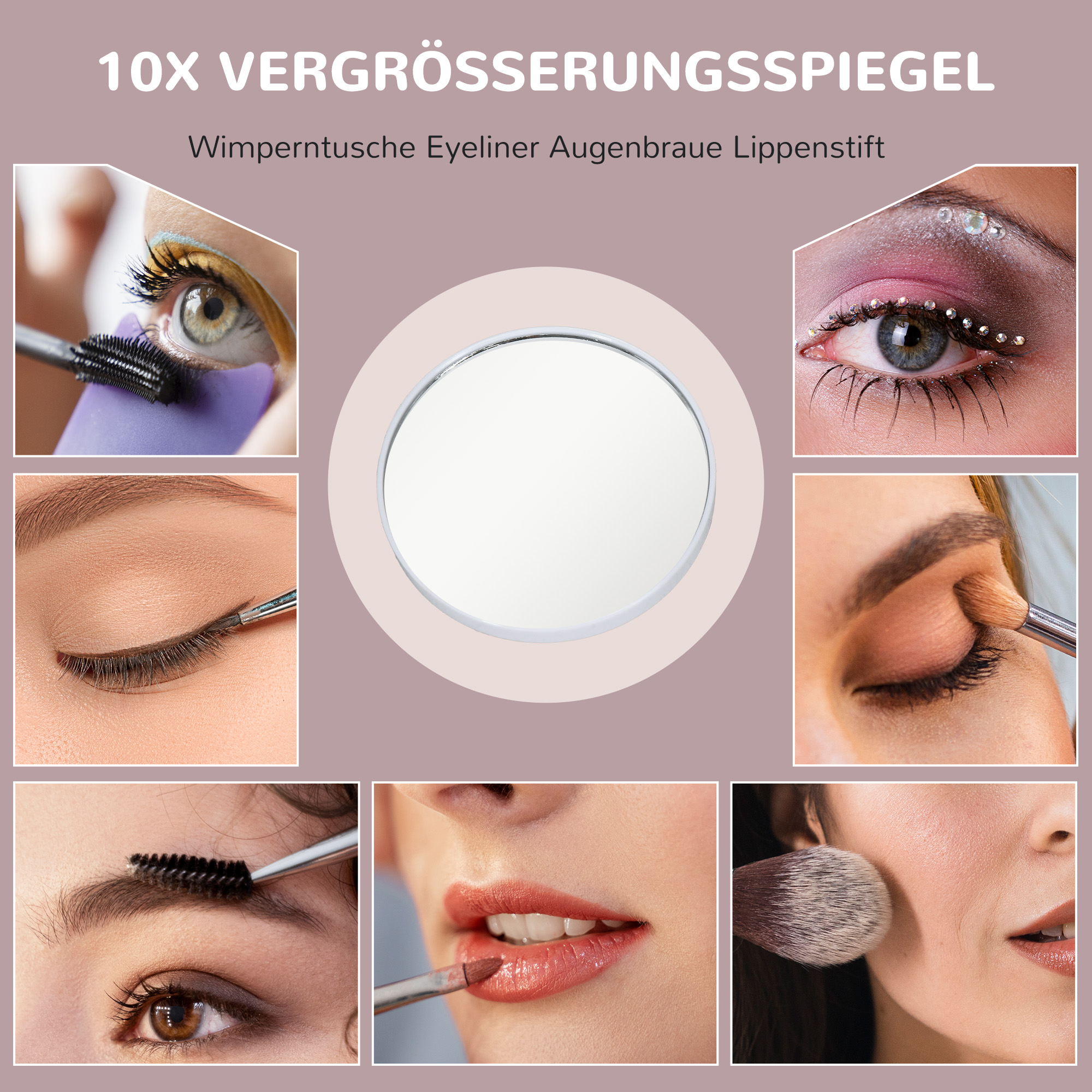 LED Kosmetikspiegel, 3 Lichtmodi, dimmbar, Touchsteuerung, USB, 37x46 cm, Weiß