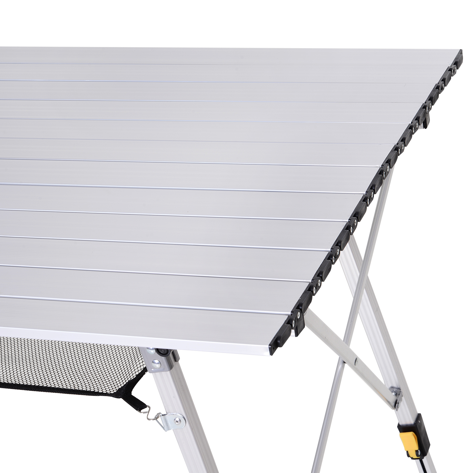 Picknick Klapptisch, Falttisch, Höhenverstellbarer Campingtisch, Inkl. Tragetasche, Aluminium, Silber, 120 x 69 x 59-78 cm