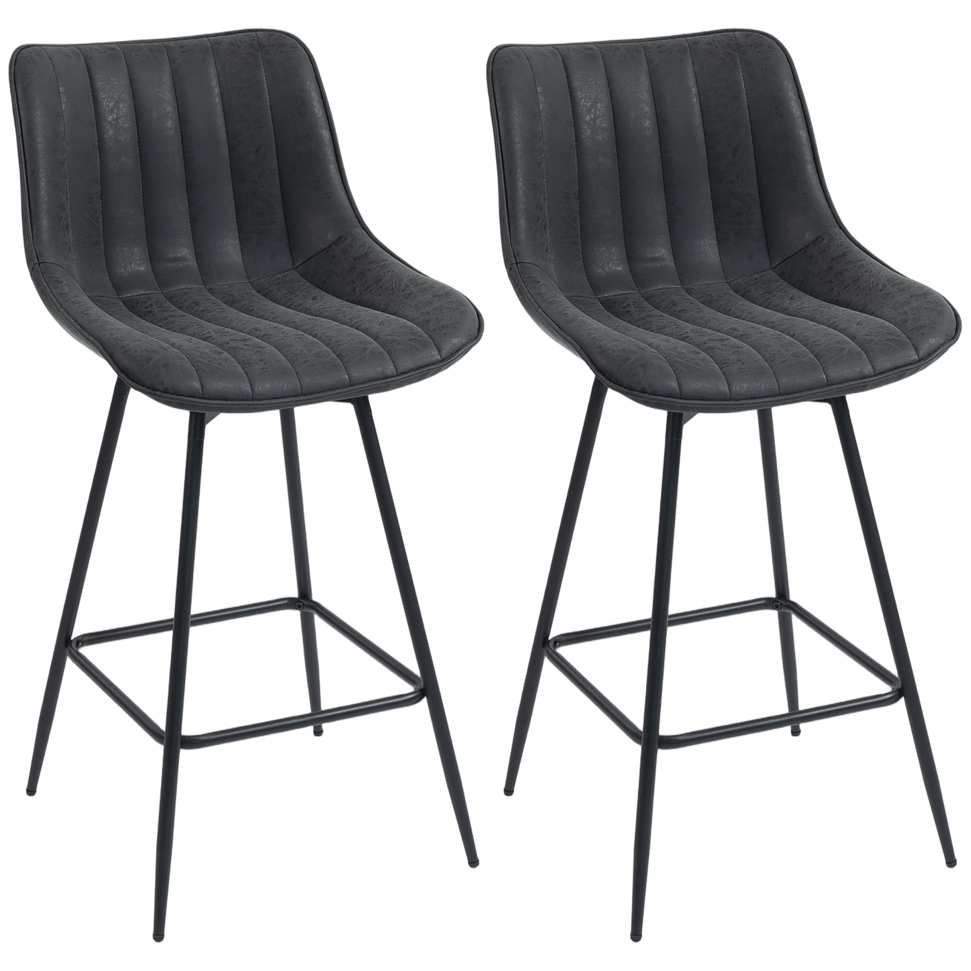 Barhocker Set aus 2, 68 cm drehbare Tresenhocker mit Rückenlehne für Kücheninsel, Esszimmer, Schwarz