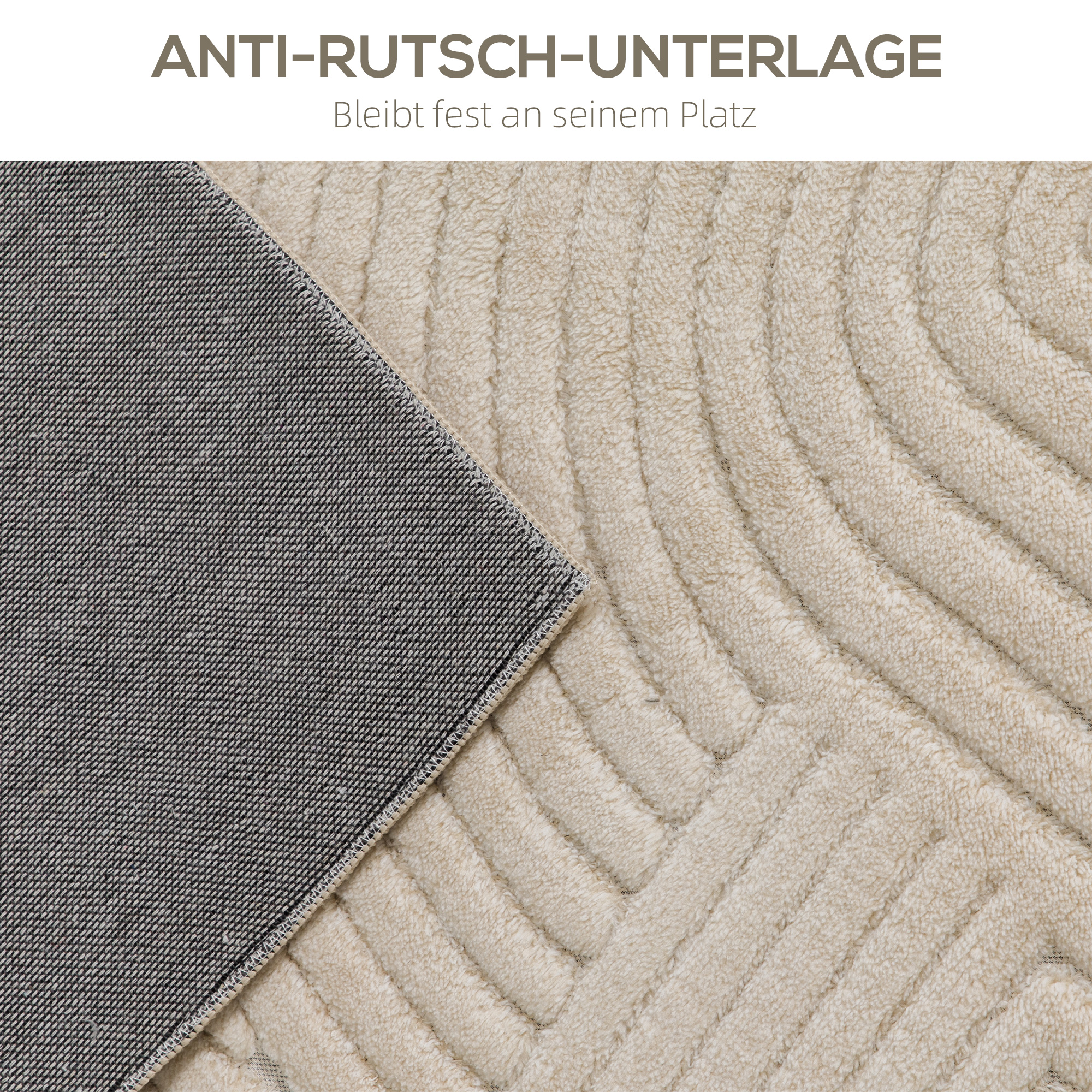 Maschinengewebter Teppich, 15 mm hoch, vielseitig einsetzbar, rutschfest, Cremeweiß