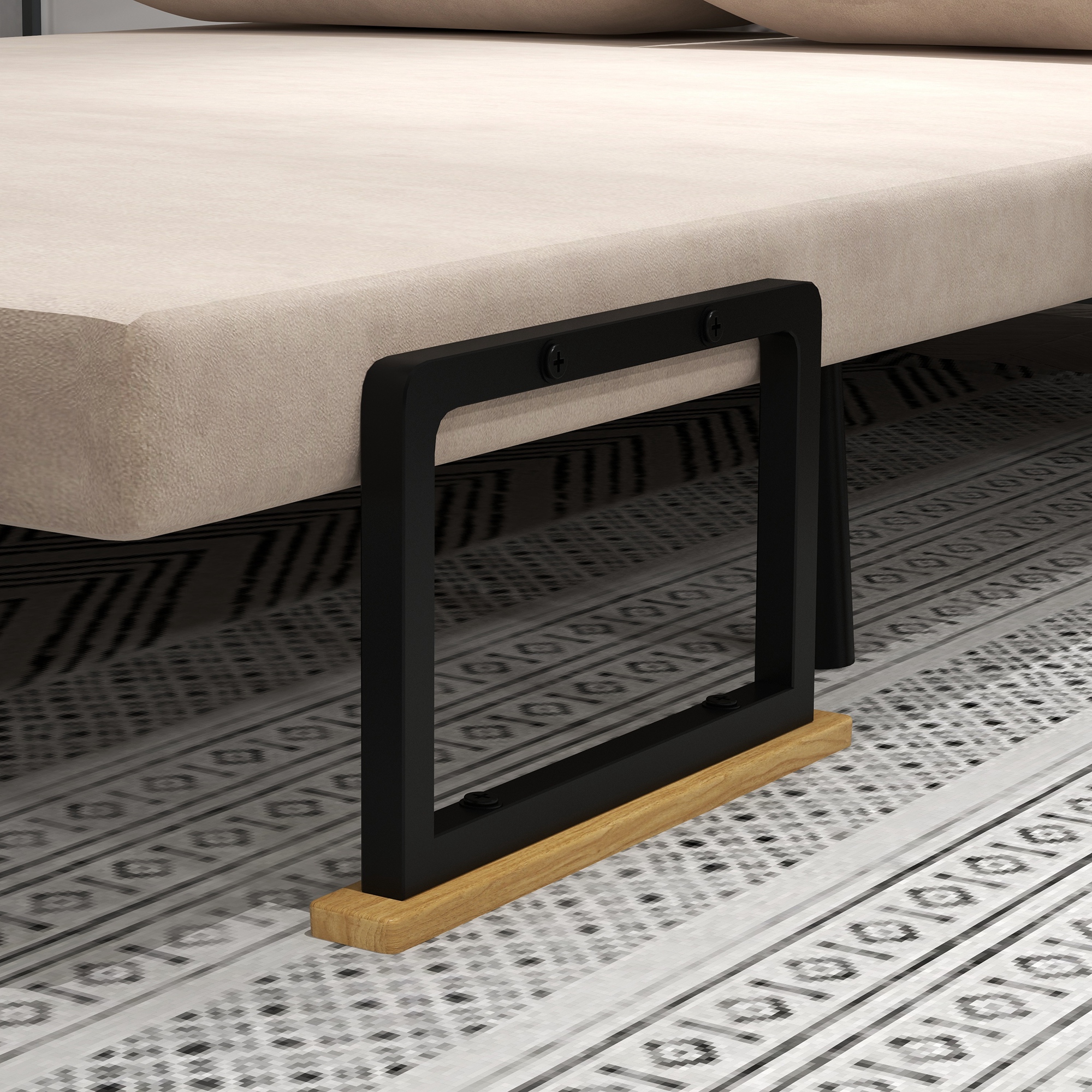 Schlafsofa 2er-Sofa Samtsofa, Schlaffunktion, inkl. 2 Kissen, Samtoptik, Natur + Beige + Schwarz