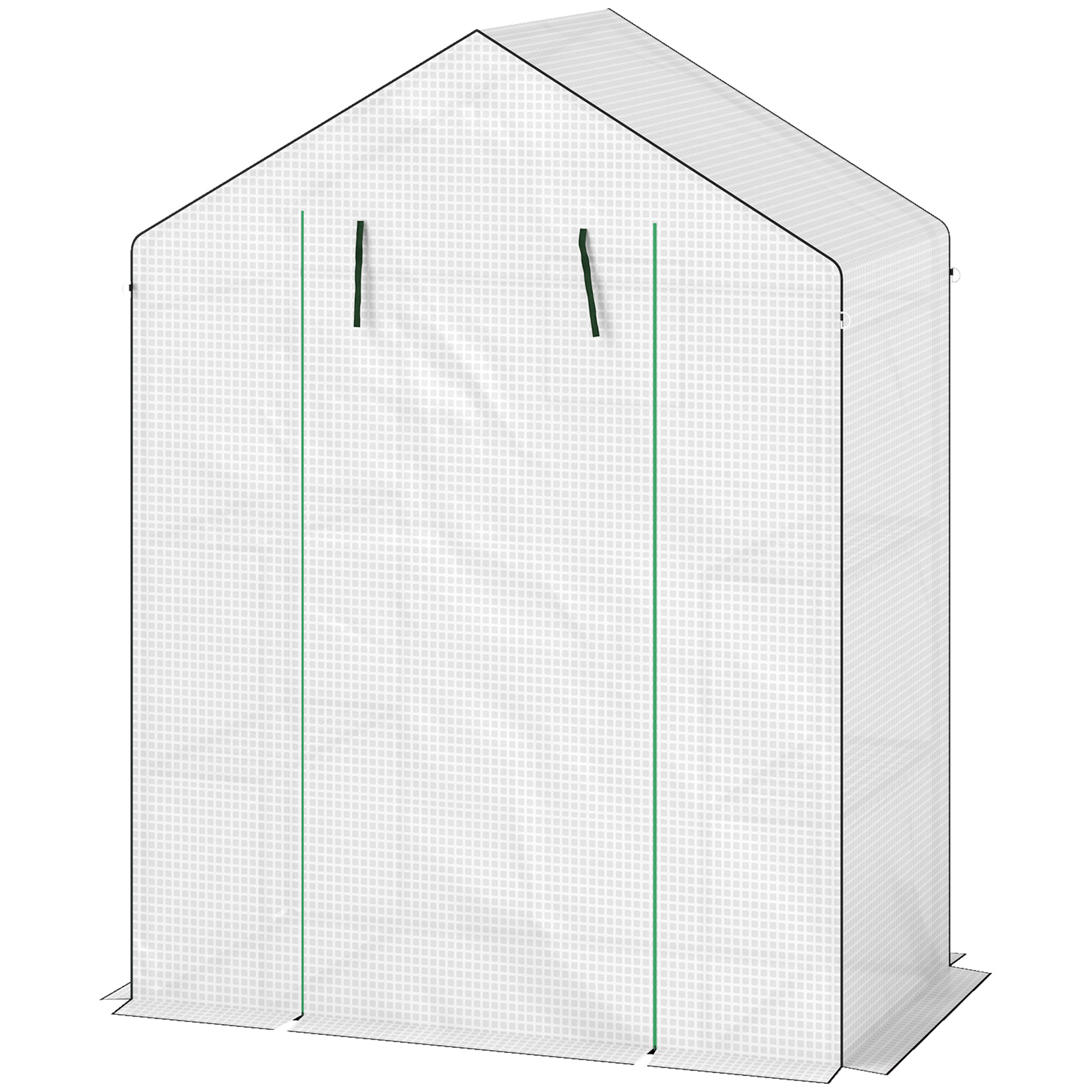 Gewächshaus mit Regalen, Mini-Treibhaus, UV-beständig, Netzfenster, Reißverschlusstür, 143L x 74B x 190H cm, Weiß