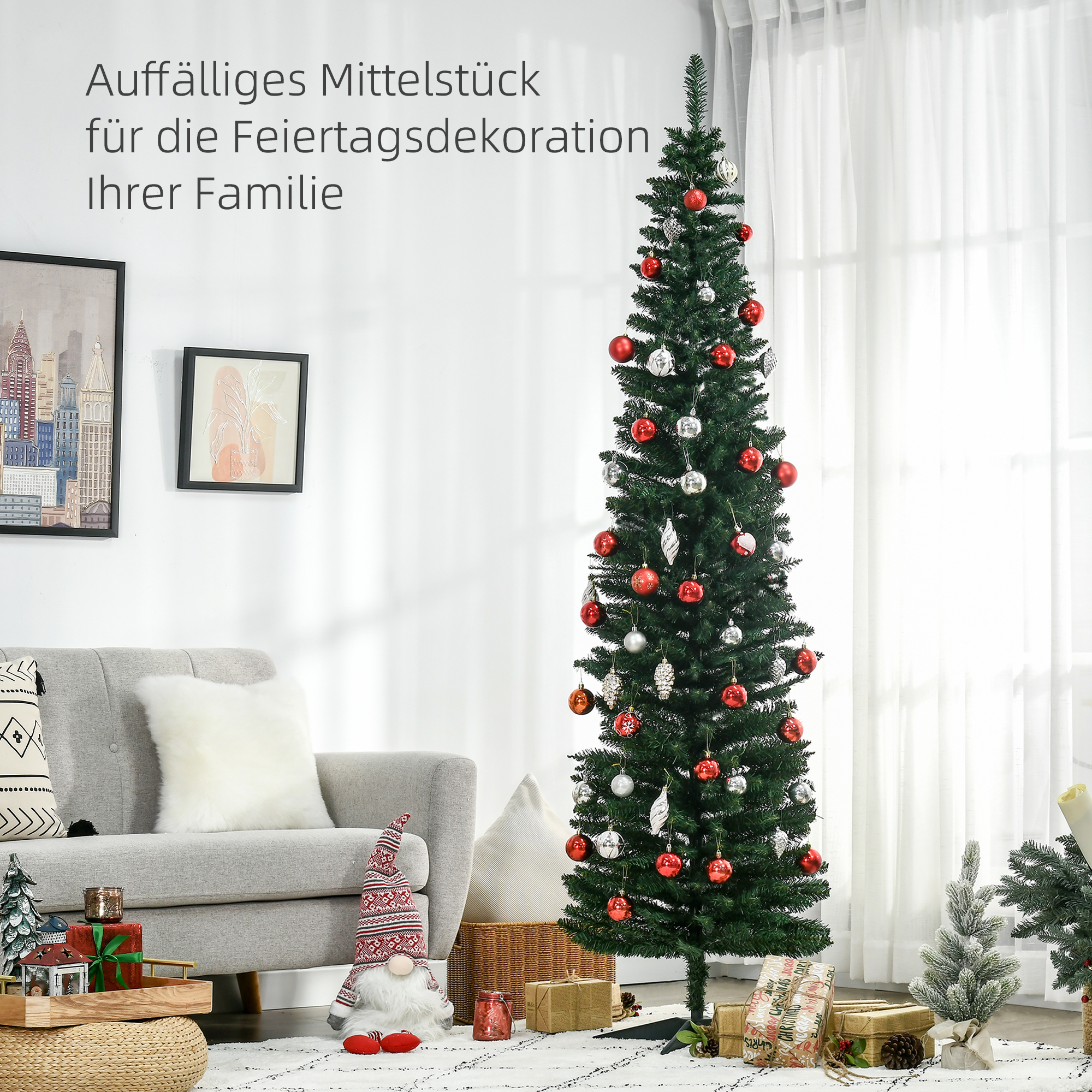 Weihnachtsbaum künstliche Künstliche Tanne Christbaum, inkl Ständer Weihnachtsstern 2,1 m, Grün