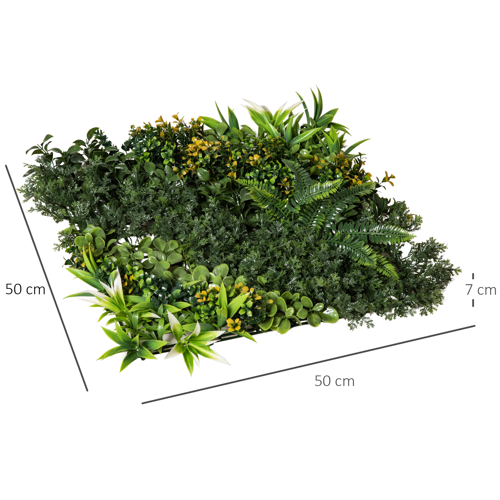 12 Stück künstliches Pflanzenwand Hecke 50x50 cm UV-Schutz Sichtschutz Mehrblättriges Design Heckenpflanze für Garten Outdoor Dekor