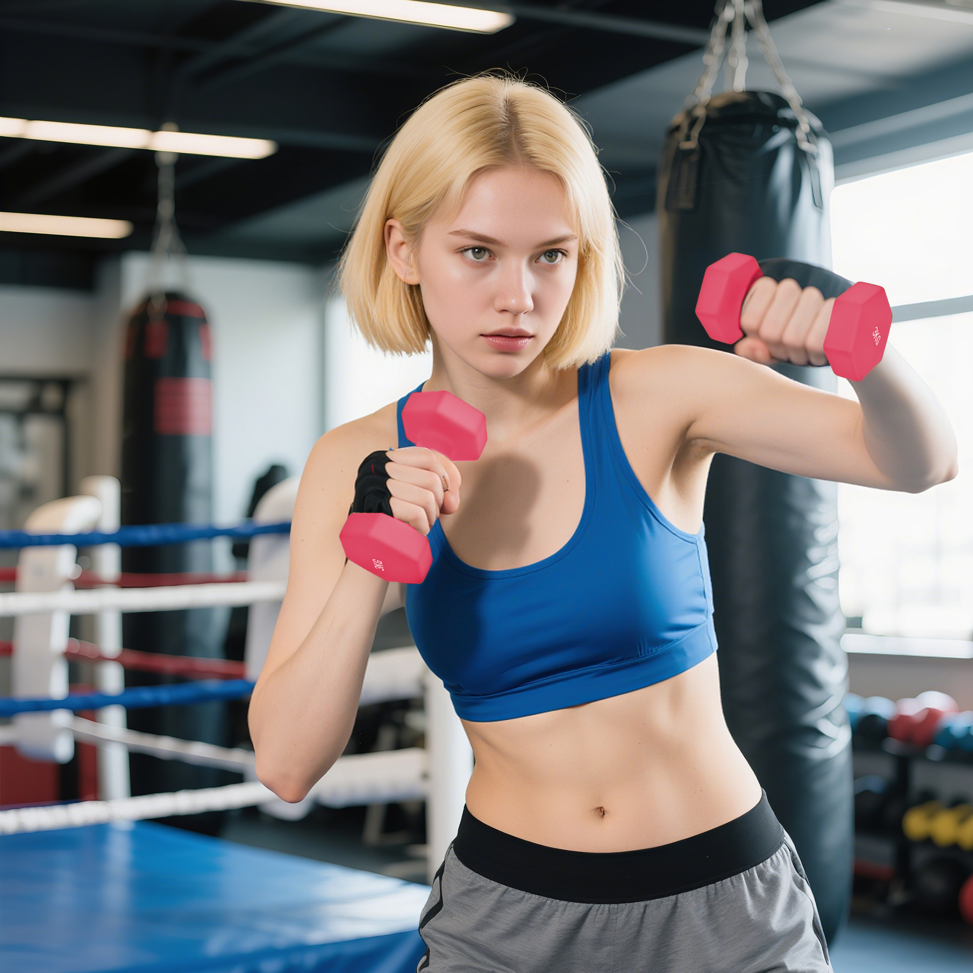 Hanteln Set 3 Paar Kurzhanteln mit Aufbewahrungsständer rutschfeste Griff, 1-5 kg Hexagon