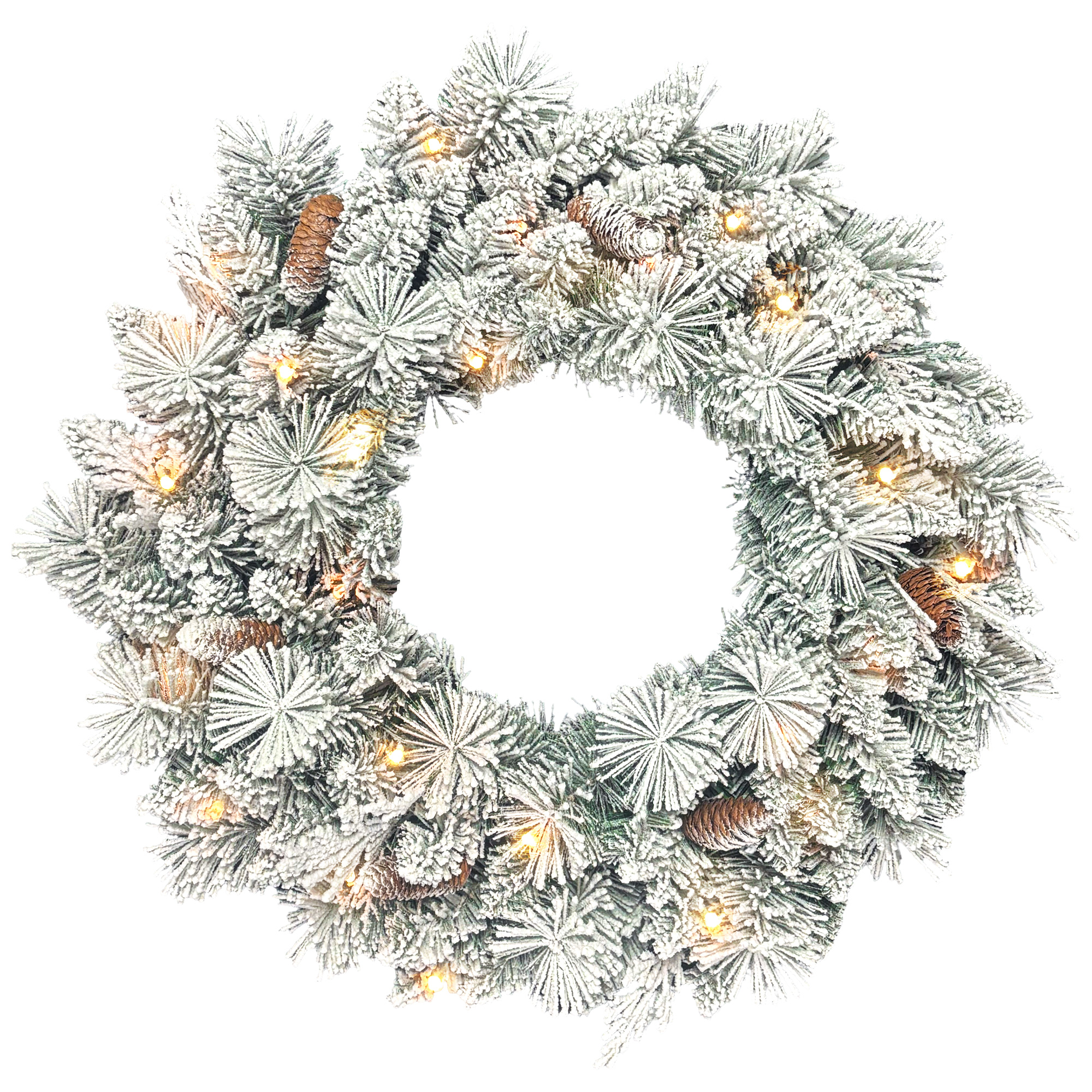 Tannenkranz Weihnachtskranz mit LED-Lichterkette, Tannenzapfen, Türkranz Grün+Weiß, Ø60 x 8 cm Tannenkranz Weihnachtskranz mit LED-Lichterkette, Tannenzapfen, Türkranz Grün+Weiß, Ø60 x 8 cm