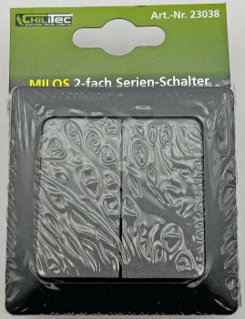 MILOS Serien-Schalter 2-fach, Anthrazit, 250V~/ 10A, inkl. Rahmen, UP