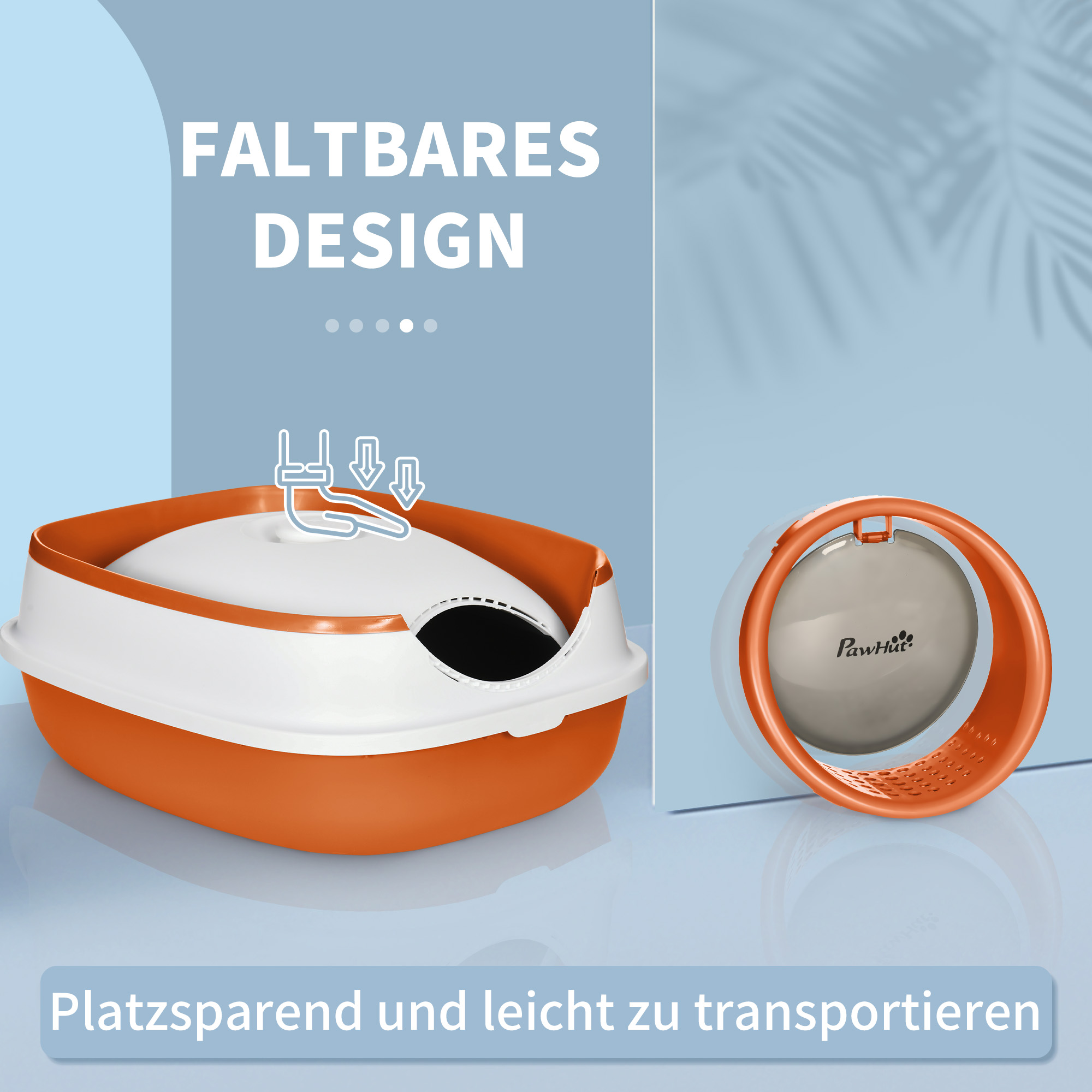 Katzentoilette, mit Deckel und Streuschaufel, für Katzen bis 5 kg, 52x41x38 cm, Weiß/Orange