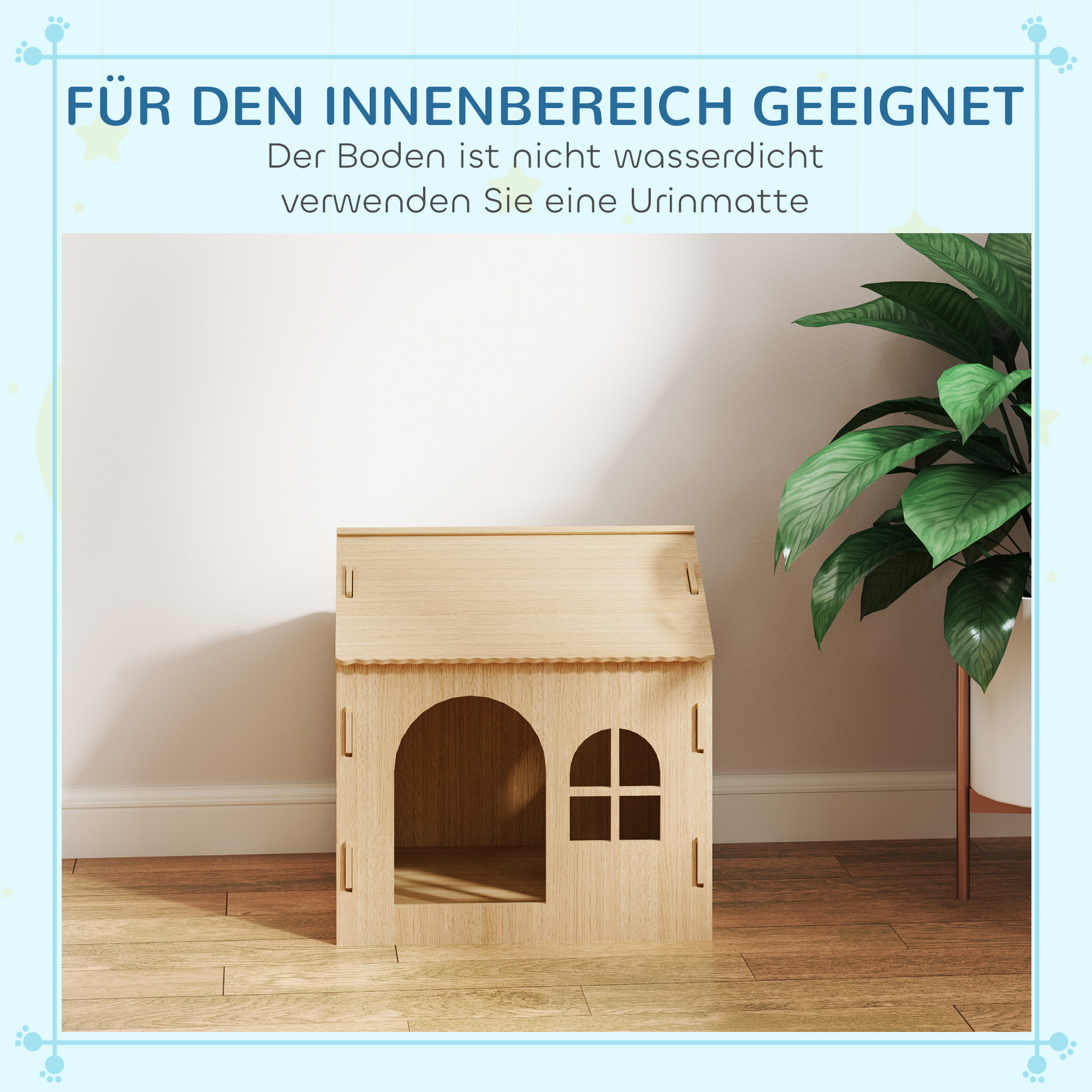 Hundehütte/Katzenhaus für Indoor, niedliches Design, 50 x 41 x 51 cm