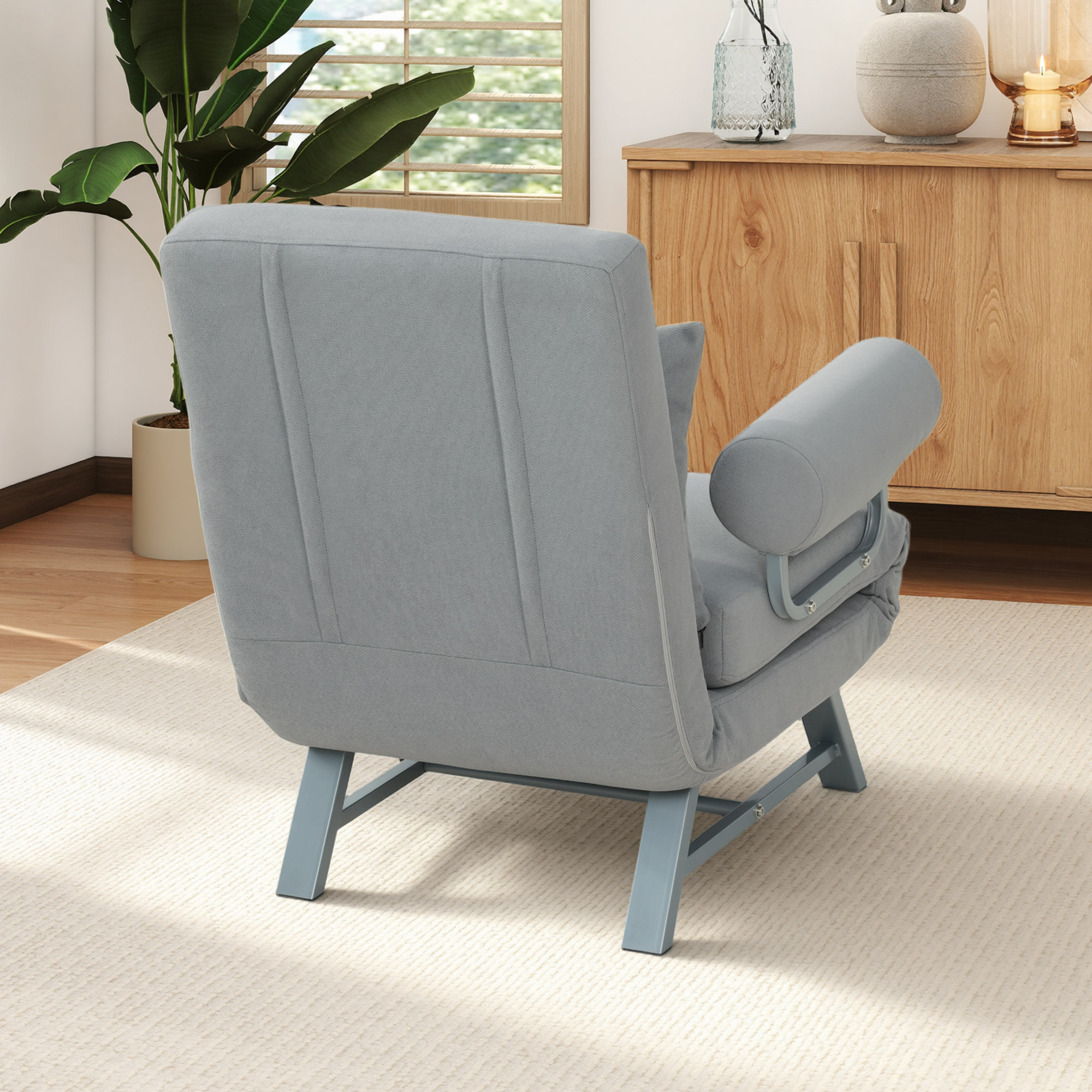 Schlafsessel, Polstersessel, zum Gästebett umwandelbar, ergonomisch, Hellgrau