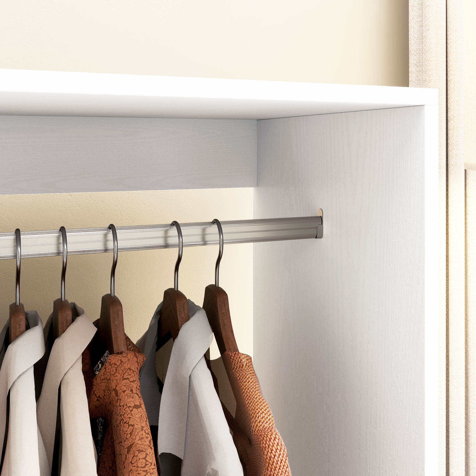 Kleiderschrank Garderobe,60 cm x 40 cm x 127 cm, 1 Kleiderstange, 2 Regale, Weiß