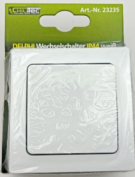 DELPHI Wechsel-Schalter IP44 / 250V~/ 10A, inkl. Rahmen, UP, weiß