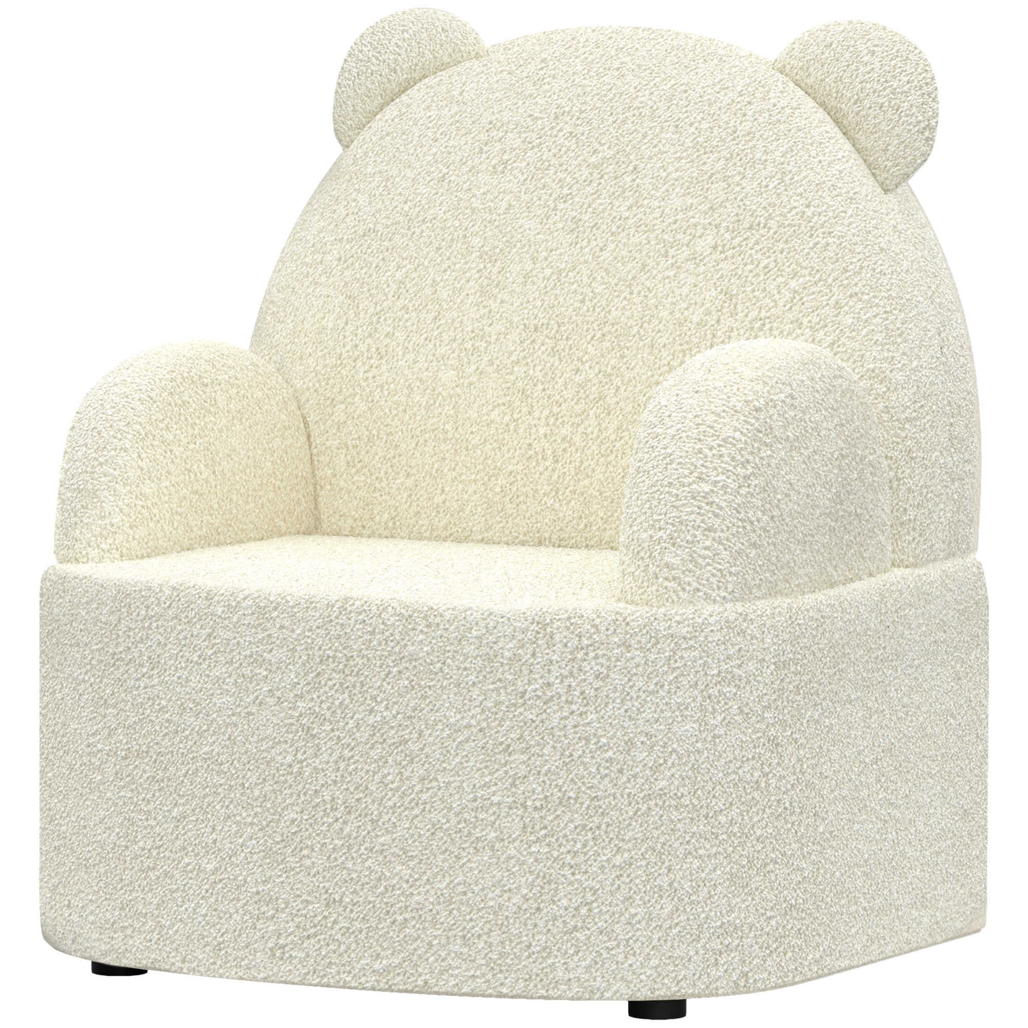 Kindersessel, Bärenform, weicher Teddyfleece, bis 3 Jahre, 52x48x59 cm, Beige