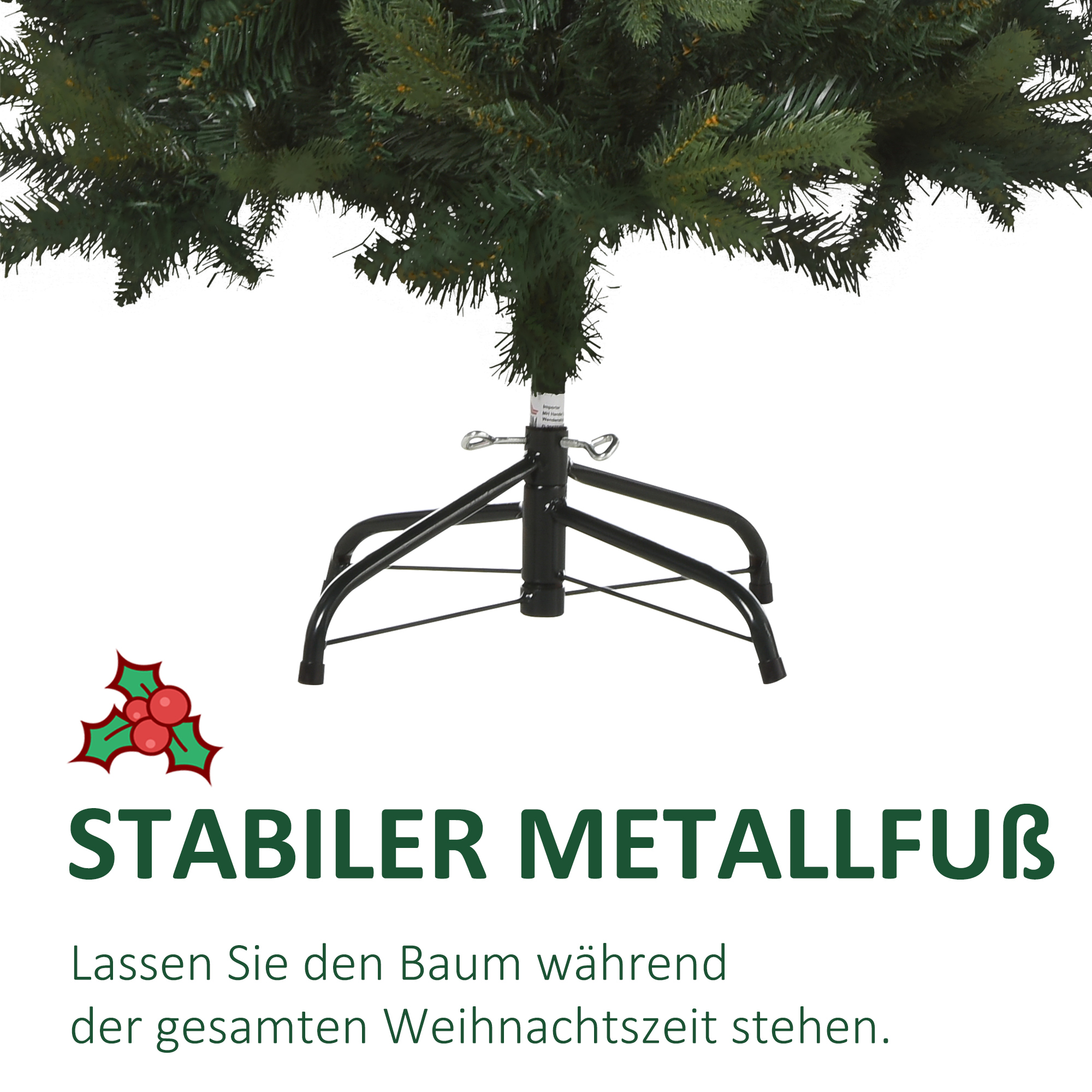 Weihnachtsbaum Christbaum Kunsttanne, 1,2 m, inkl, Ständer, Ø85 cm x 120 cm, Grün