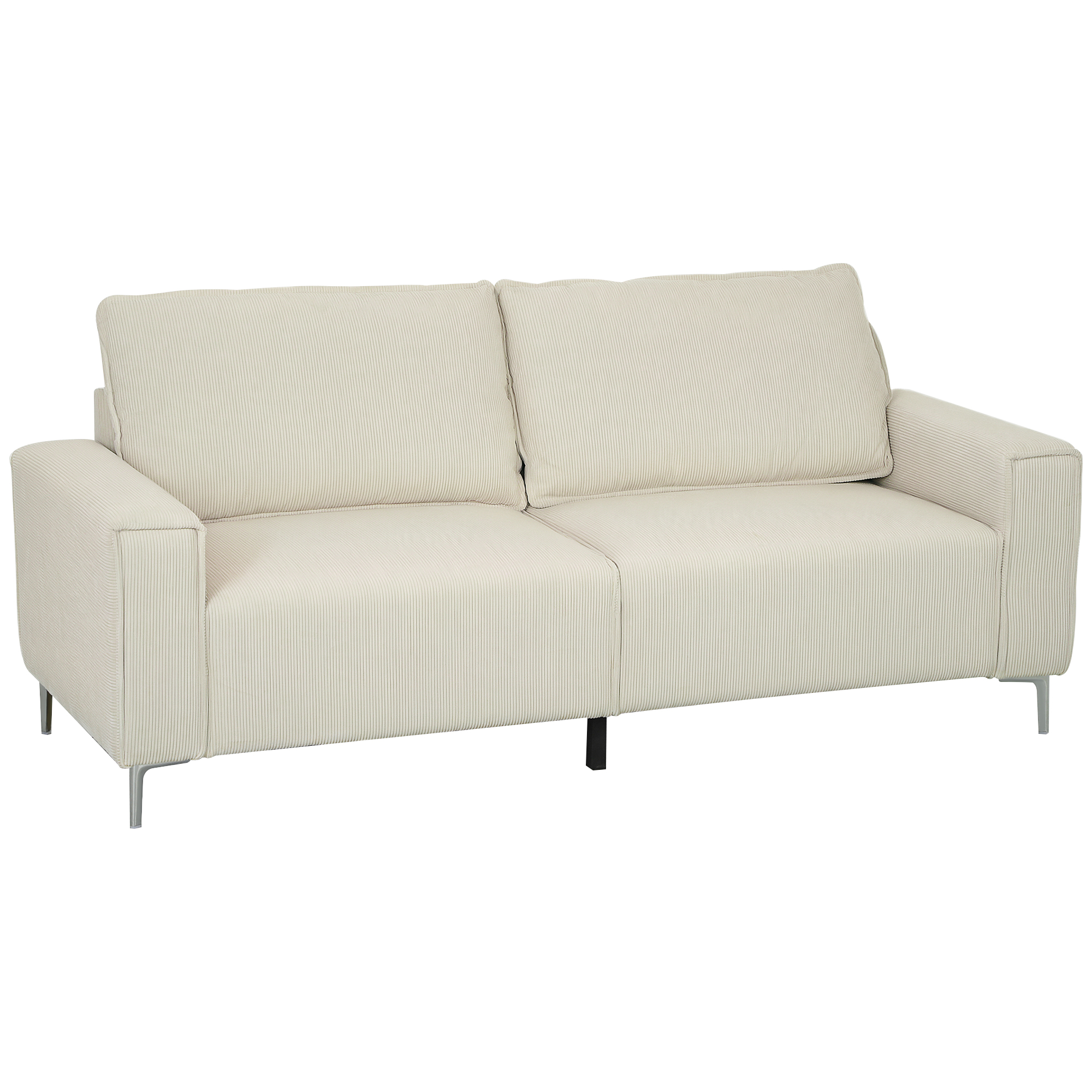 modernes 3-Sitzer-Sofa, Weiche Couch mit Rückenkissen, Polstersofa für Wohnzimmer, Schlafzimmer, Homeoffice, Cremeweiß