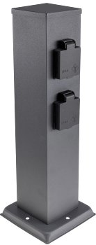 Steckdosensäule 4-fach, IP44, Anthrazit, 250V~/ 16A, 13x13x40cm