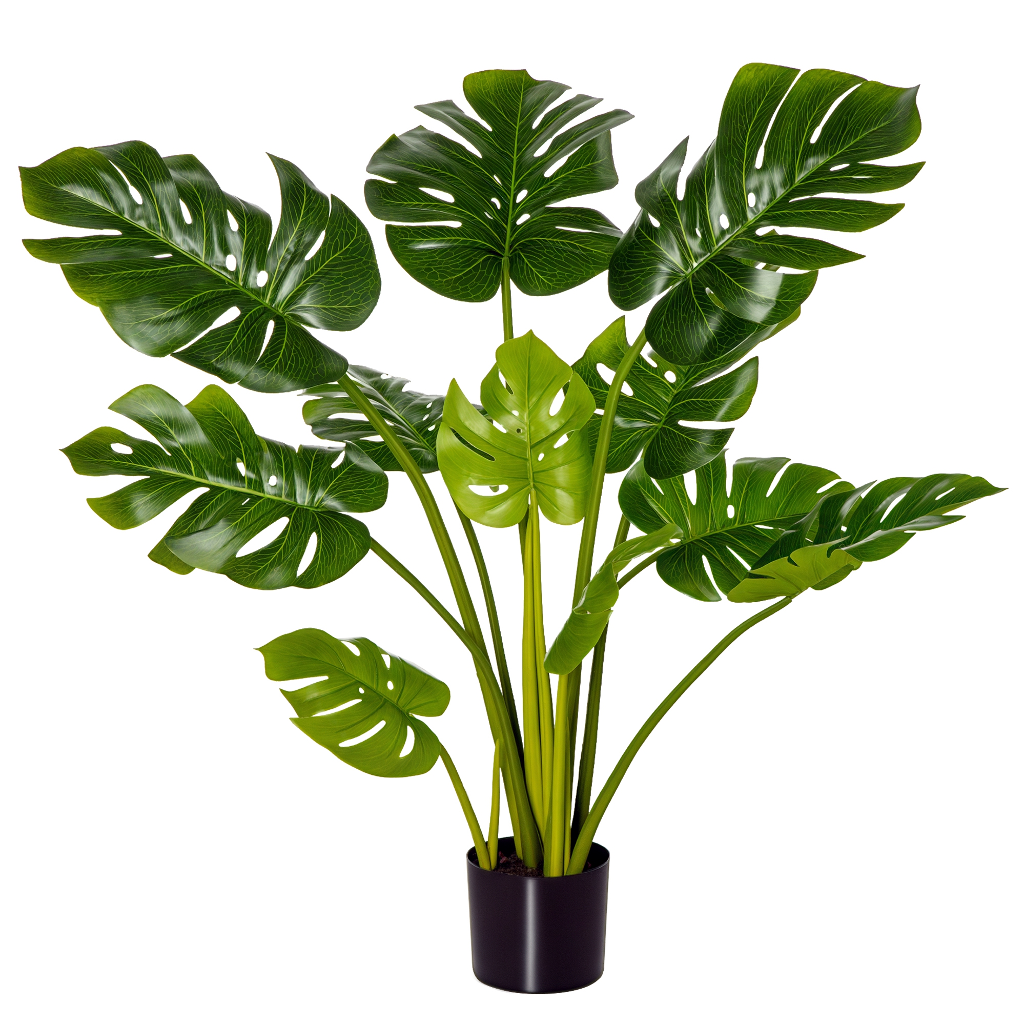 künstliche Pflanzen 110 cm künstlicher Monstera Kunstpflanzen im Topf Kunstbaum Zimmerpflanze Dekopflanze Büropflanze Kunststofftopf für drinnen und draußen