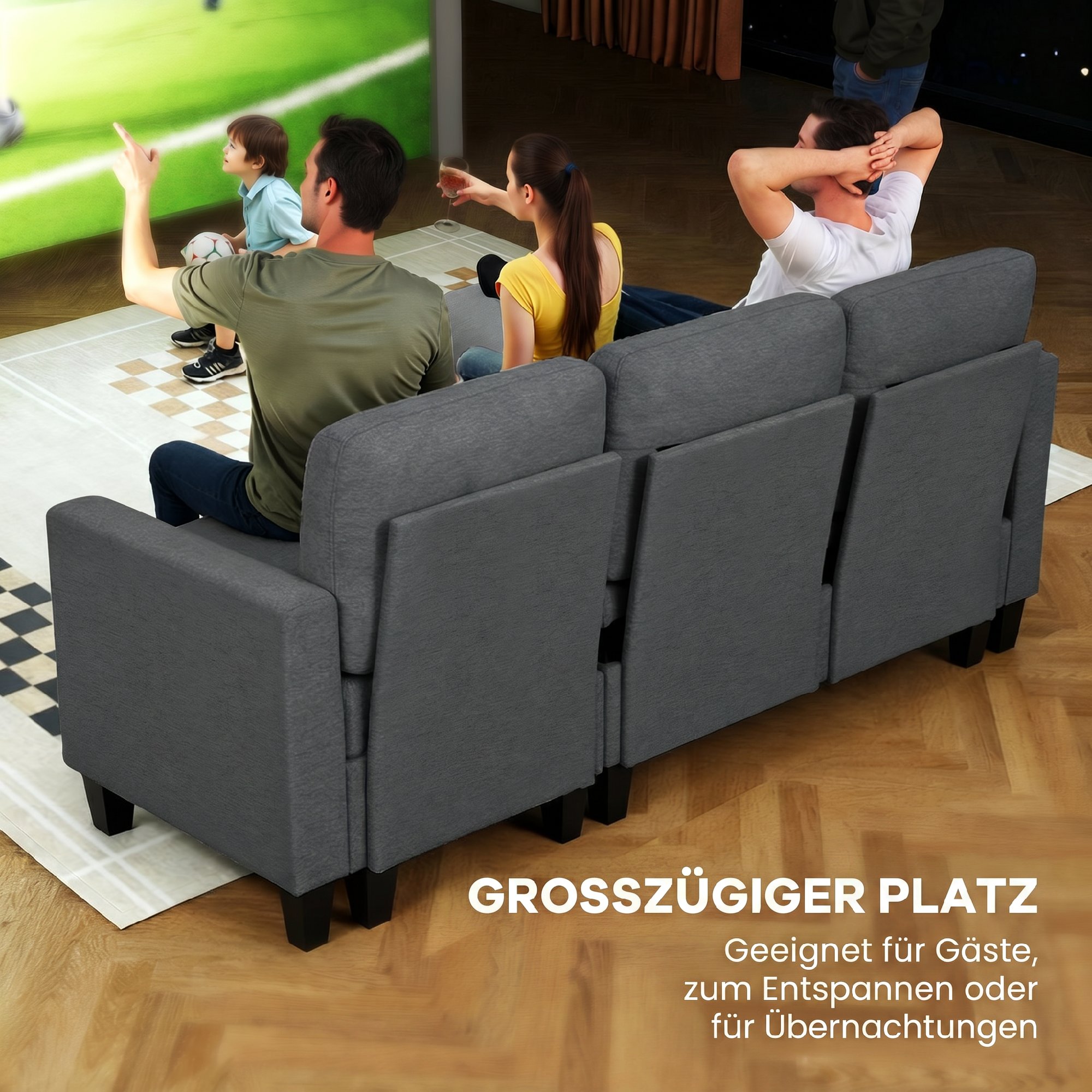 Ecksofa mit Schlaffunktion und Bettkasten L-Form Schlafsofa mit Verwandelbarer Chaiselongue, für Wohnung und Wohnzimmer