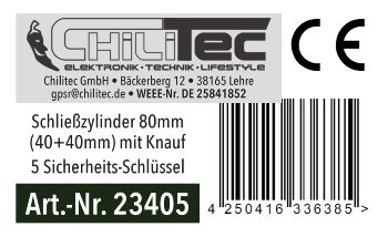 Schließzylinder 80mm (40+40mm) mit Knauf, Profil-Zylinder, 5 Sicherheits-Schlüssel