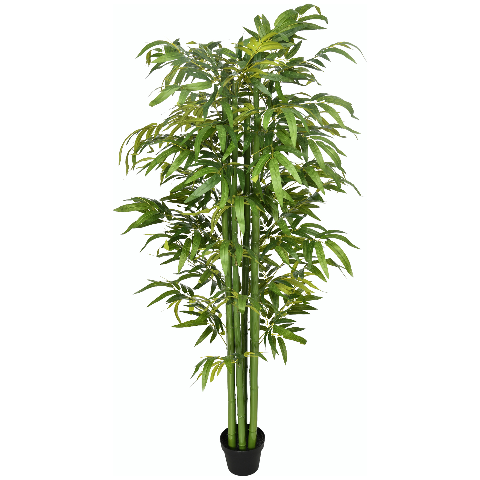 Kunstbambus, realistisches Aussehen, mit Blumentopf, für Indoor, 180 cm, Grün/Schwarz