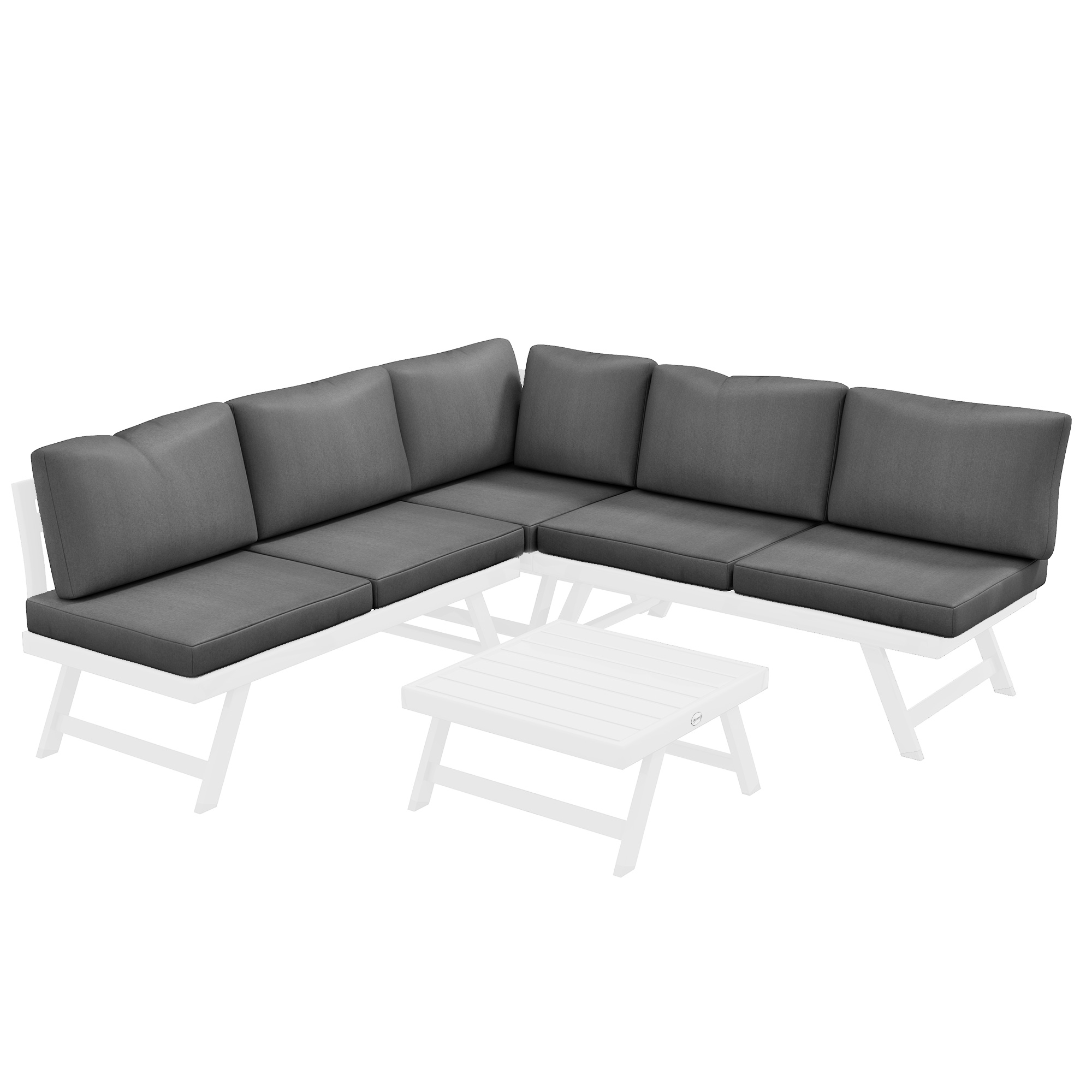 4-teilige Gartensitzgruppe Loungemöbel-Set 4-teilig, 115 cm x 61 cm x 65 cm, Grau + Weiß