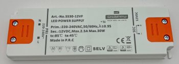 LED-Trafo "CT-SL30" SlimLine 0,5-30W / Ein 198-264V, Aus 12V= Konstantspannung