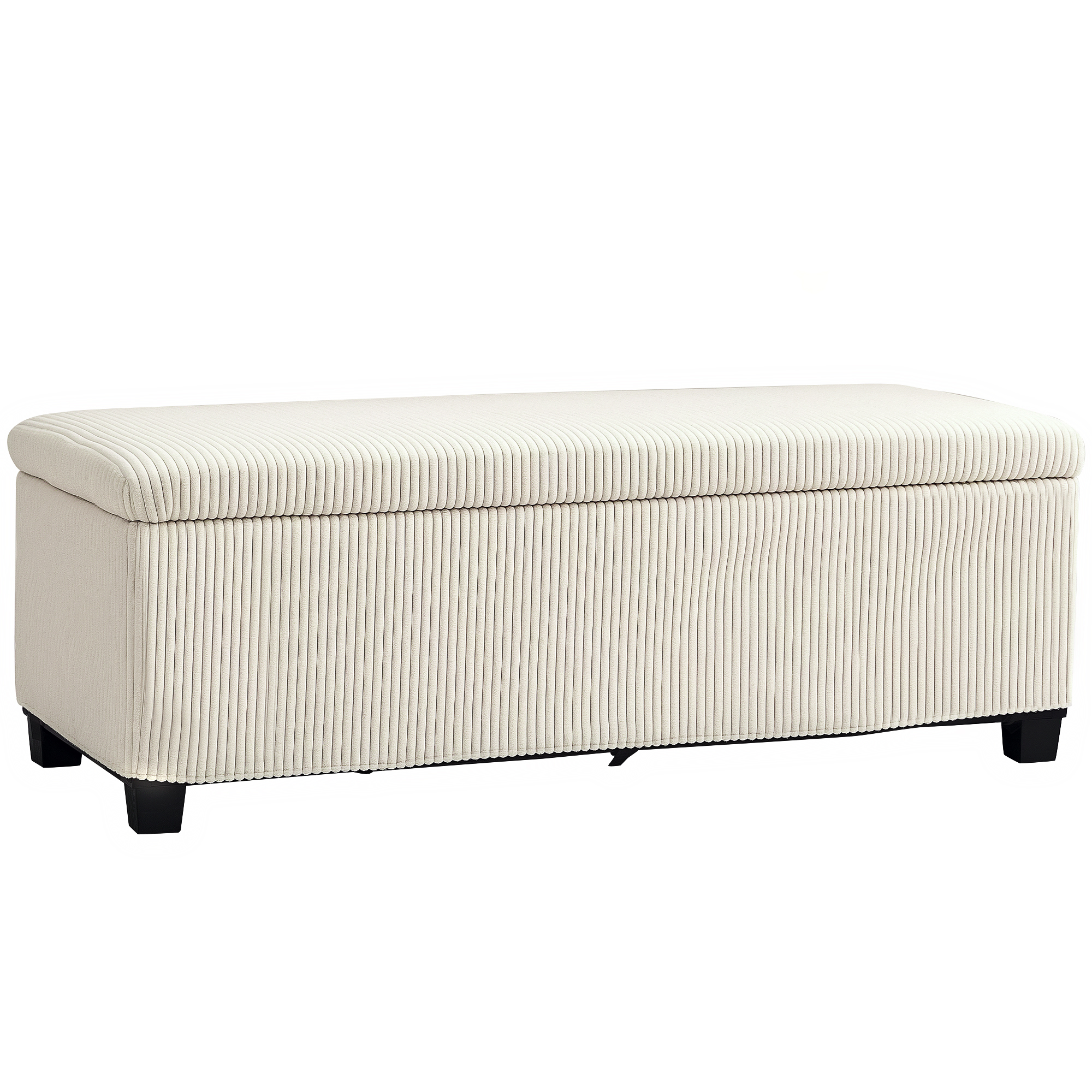 Sitzbank mit Stauraum, Aufbewahrungsbank, Cord-Design, Stahlrahmen, Beige