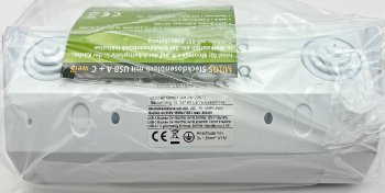 2-fach Steckdosenblock, USB-A+C, weiß, 250V~/ 16A, Aufbaumontage, USB 3,1A, PD