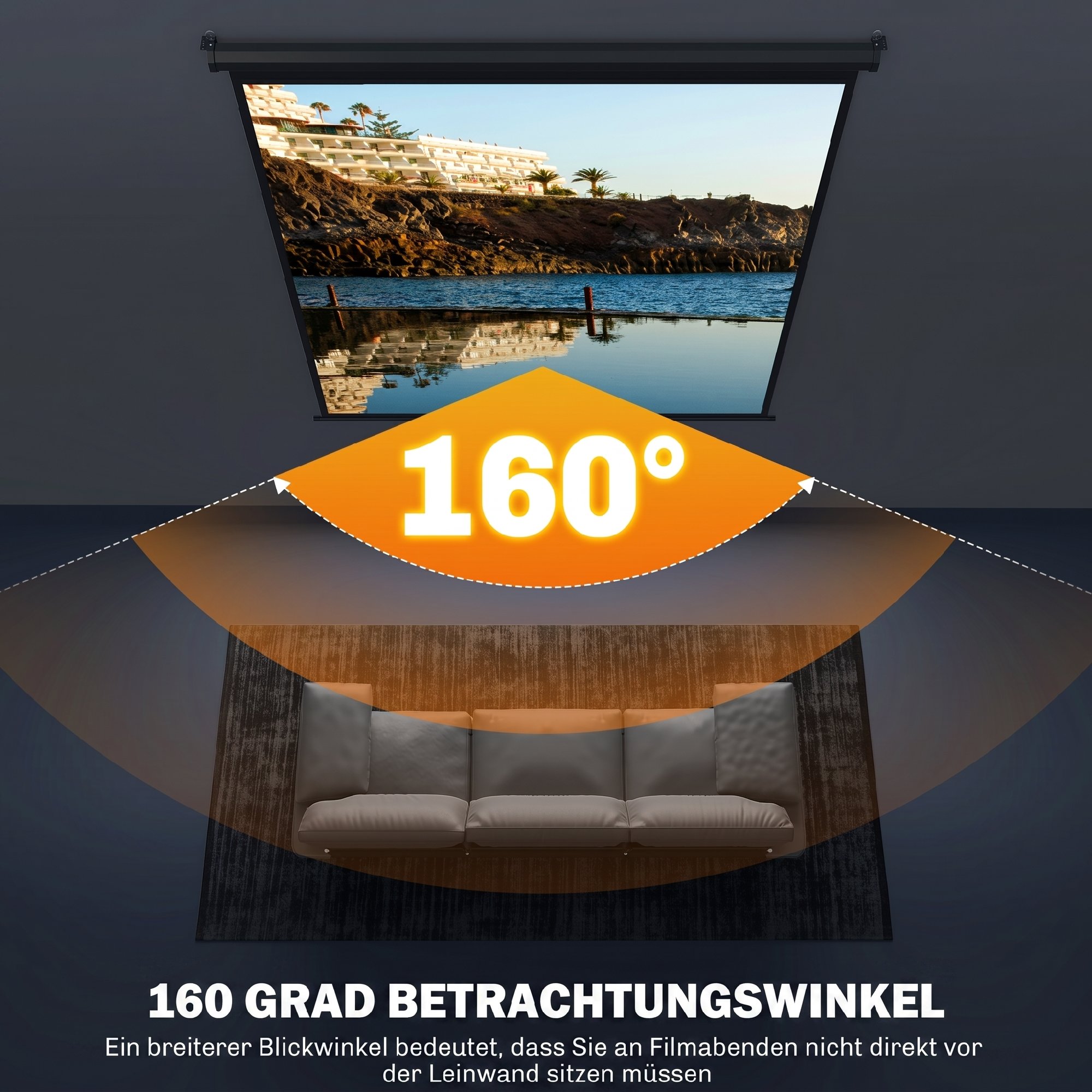 Beamer Leinwand 178 x 178 cm 99 Zoll 1:1 HD 4K Projektionsleinwand für Heimkino Büro-Präsentationen