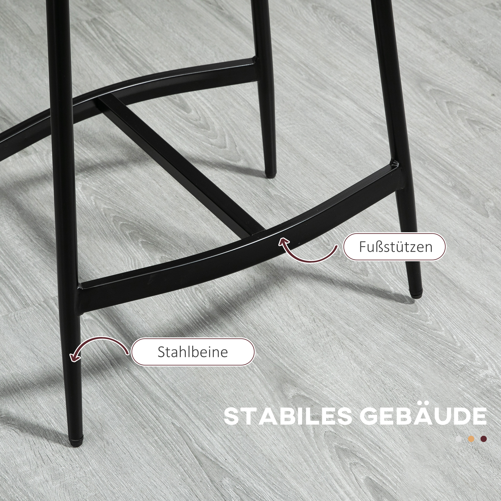 2er-Set Barhocker, Polstersitze, Stahlgestell, 120 kg Belastbarkeit, Grau