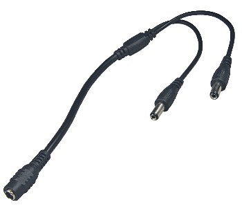 Anschluss-Verteiler für LED-Stripes, 5,5/2,1mm 1xKupp>2xStecker, max. 2A