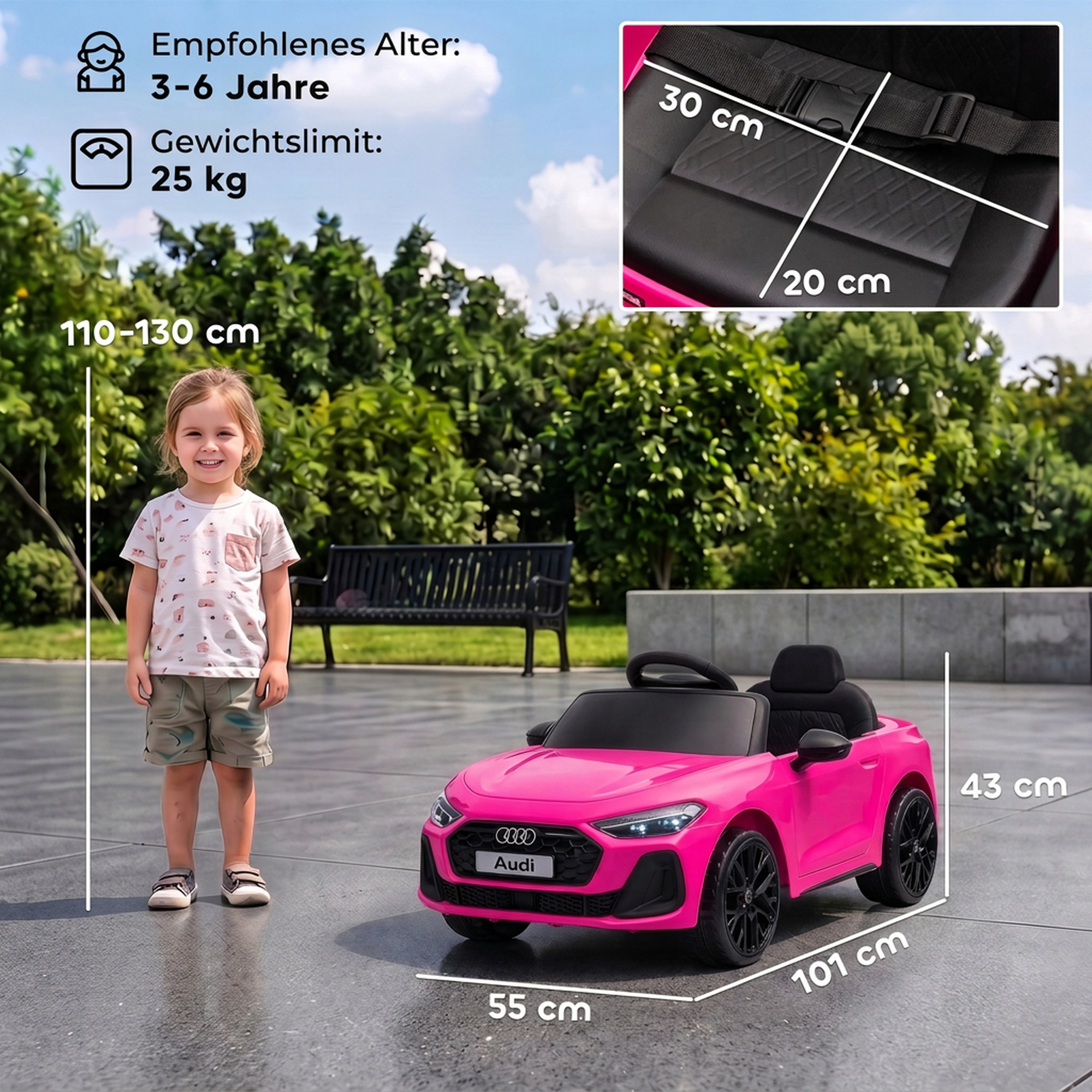 Kinder Elektroauto Audi A5L 12V Kinderauto mit 2,4 G Fernbedienung 2 Motoren Lithium-Akku Sanftanlauf 4-Rad-Federung