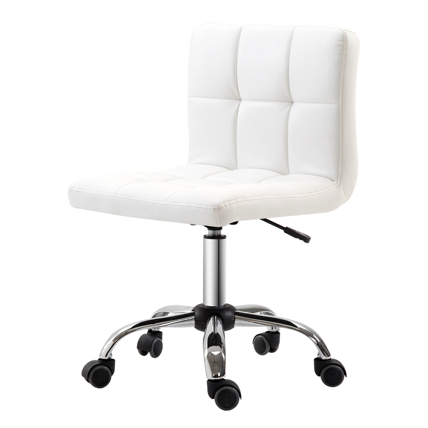 Bürostuhl, Drehstuhl, Kunstleder, Stahlstruktur, 5 Räder, gepolstert, Weiß