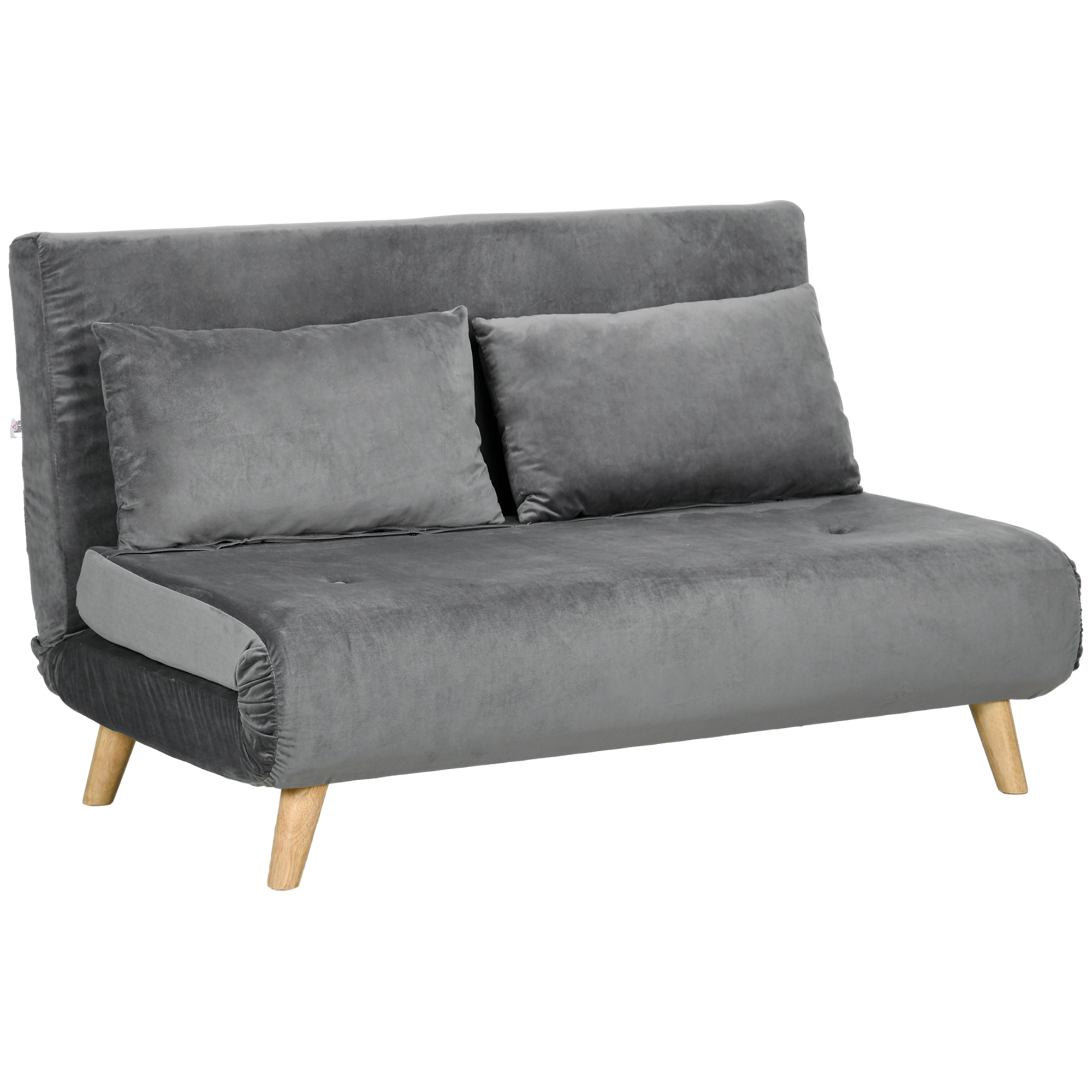 Schlafsofa Relaxsofa Sofa Couch, inkl. 2 Kissen, Samtoptik, 130 x 78 x 79 cm, Grau
