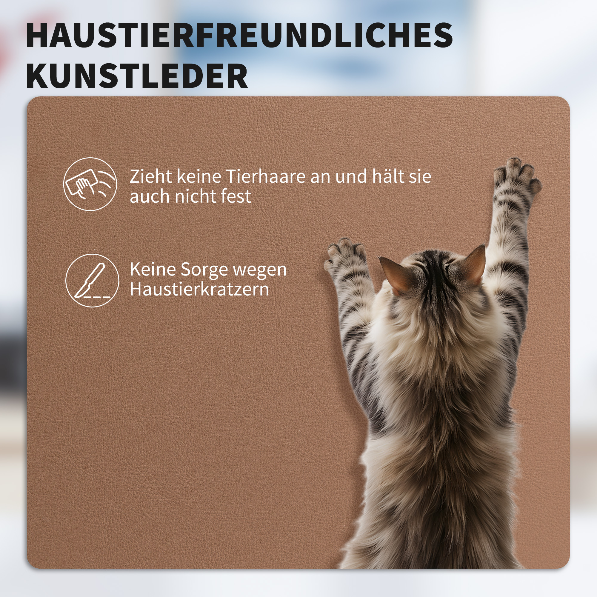 Bürostuhl mit Katzenpfotenleder-Bezug, Fußstütze, höhenverstellbar, rollbar, Braun
