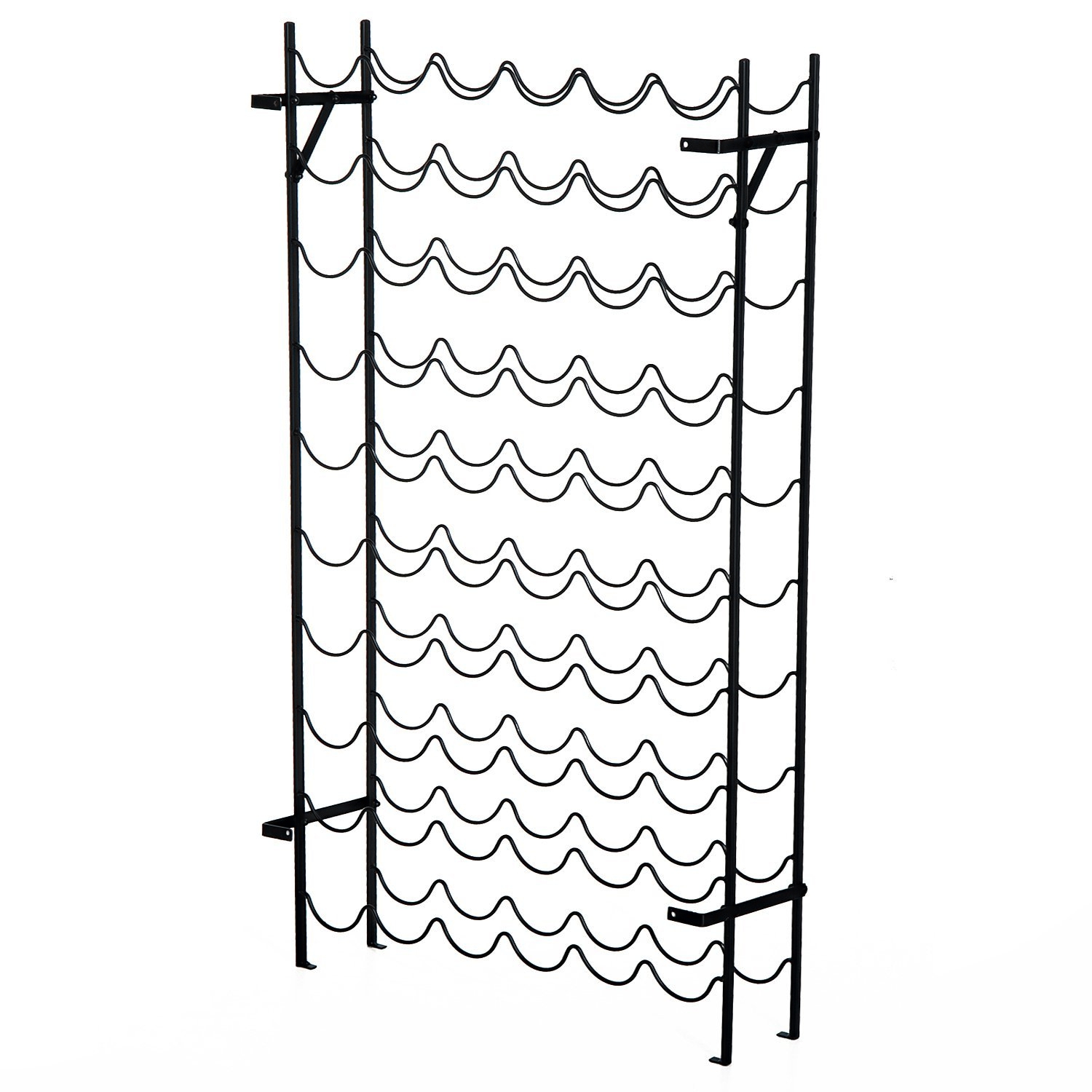 Weinregal für 60 Flaschen Flaschenregal Flaschenhalter Weinflaschenhalter aus Metall für Keller, Lagerraum, 63 x 20,5 x 118 cm Schwarz