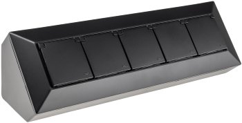 4-fach Steckdosenblock, USB-A+C, schwarz / 250V~/ 16A, USB 3,1A, PD, mit Klappen