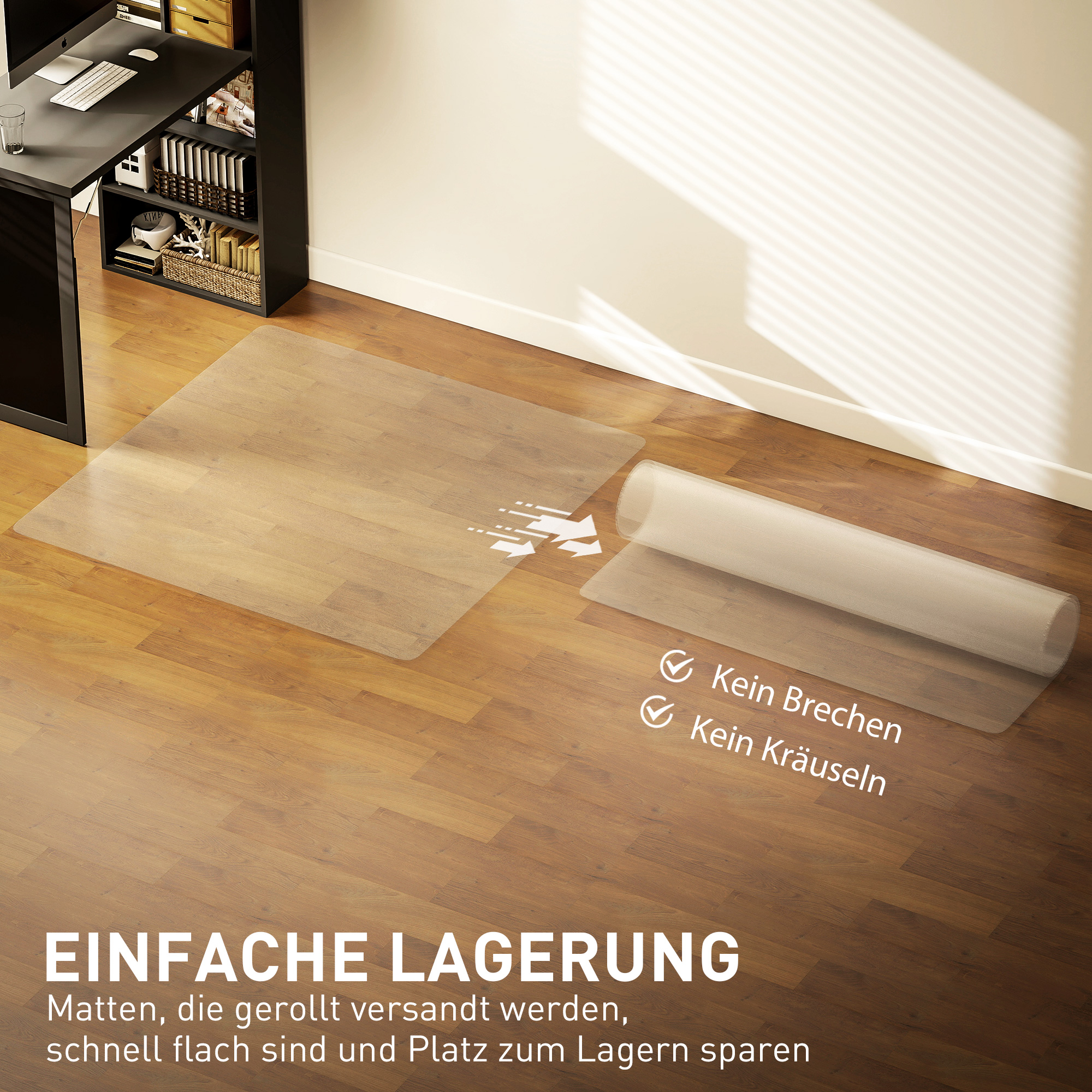 Bodenschutzmatte, rutschfest, 1,5mm dick, 120x120cm, Transparent