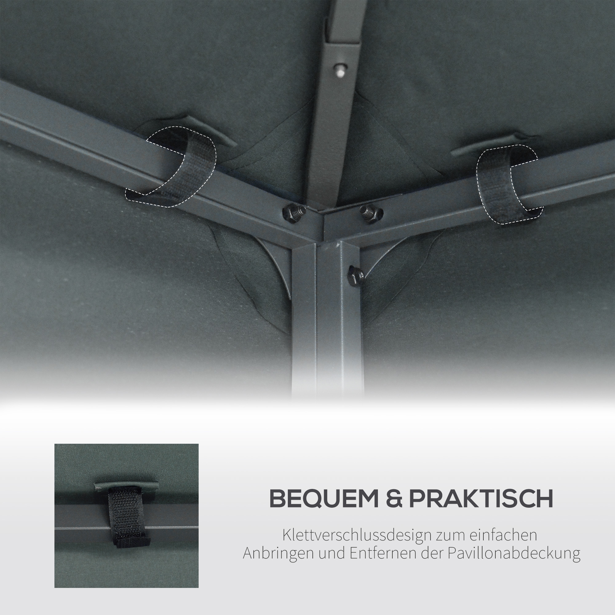 Ersatzdach für Pavillon 3x3m wasserabweisend Pavillondach für Metallpavillon Pavillon Ersatzdach Gartenpavillon Partyzelt Gartenzelt Polyester Kohlegrau